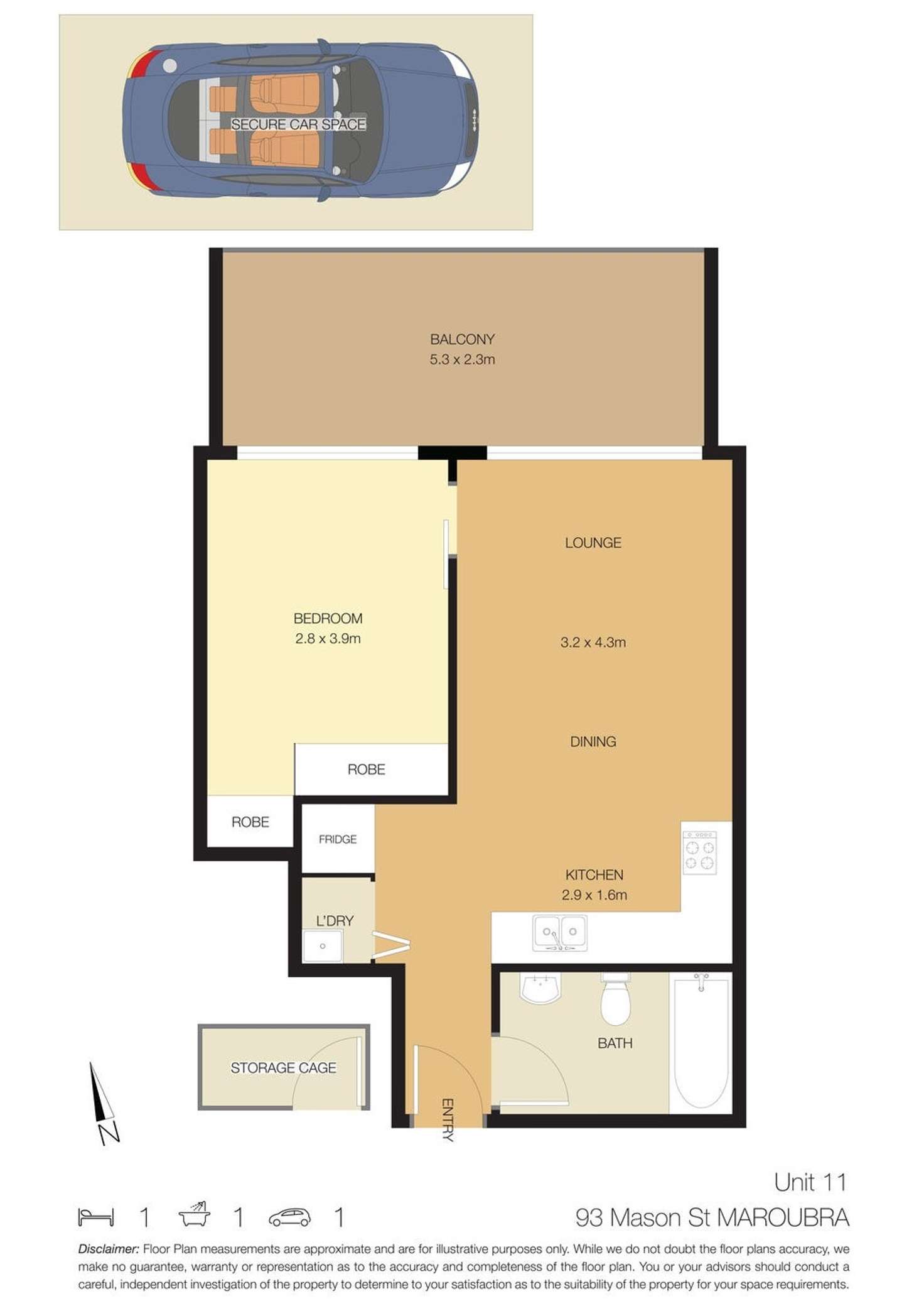 Floorplan of Homely apartment listing, 11/93-97 Mason Street, Maroubra NSW 2035