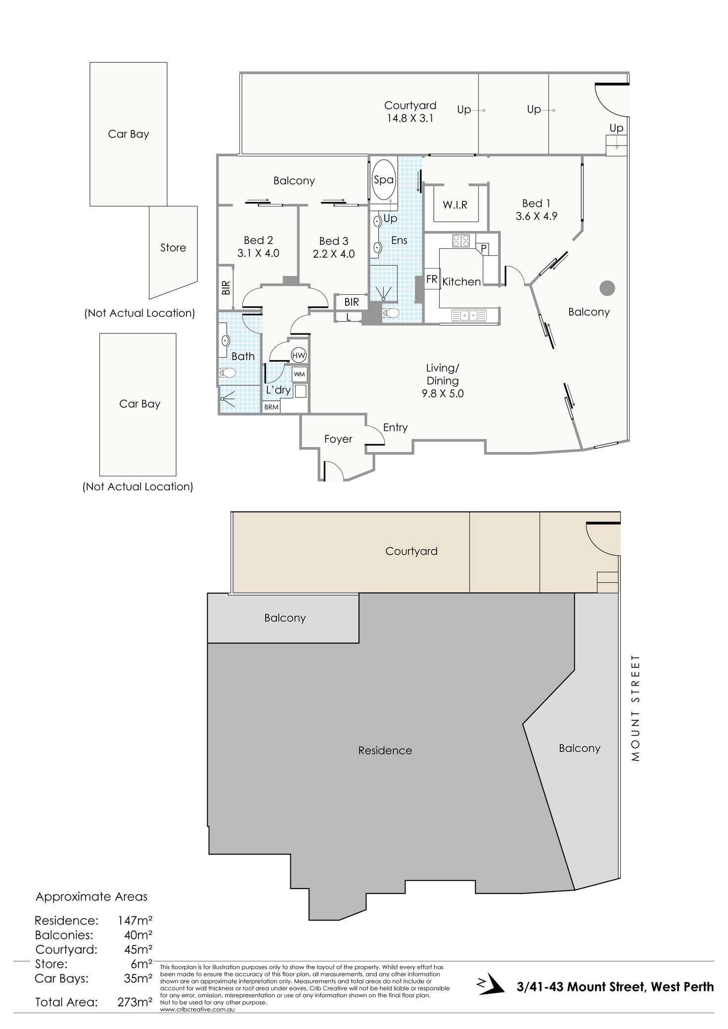 Floorplan of Homely apartment listing, 3/41-43 Mount Street, West Perth WA 6005