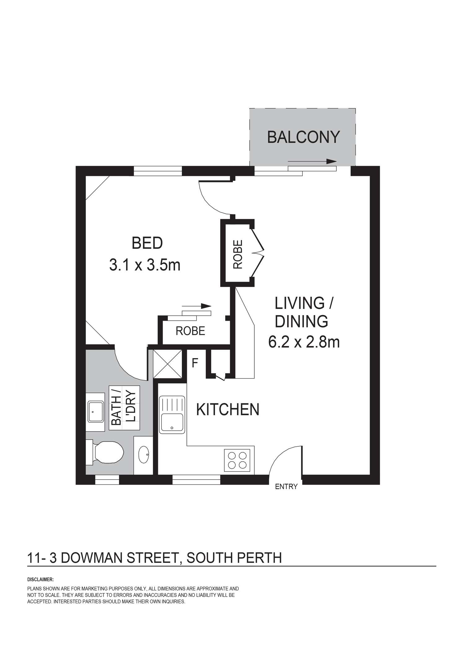 Floorplan of Homely apartment listing, 11/3 Bowman Street, South Perth WA 6151