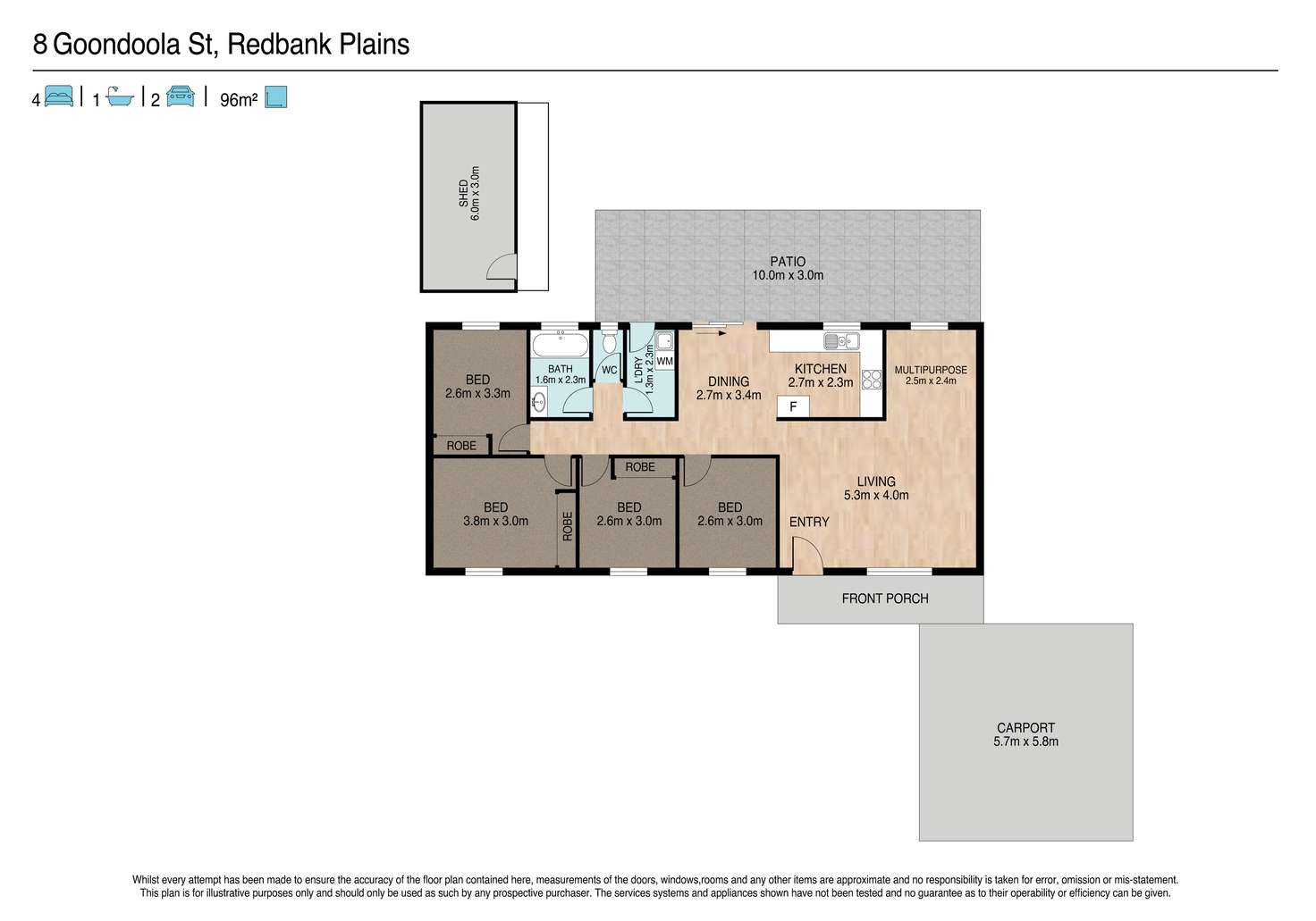 Floorplan of Homely house listing, 8 Goondoola Street, Redbank Plains QLD 4301