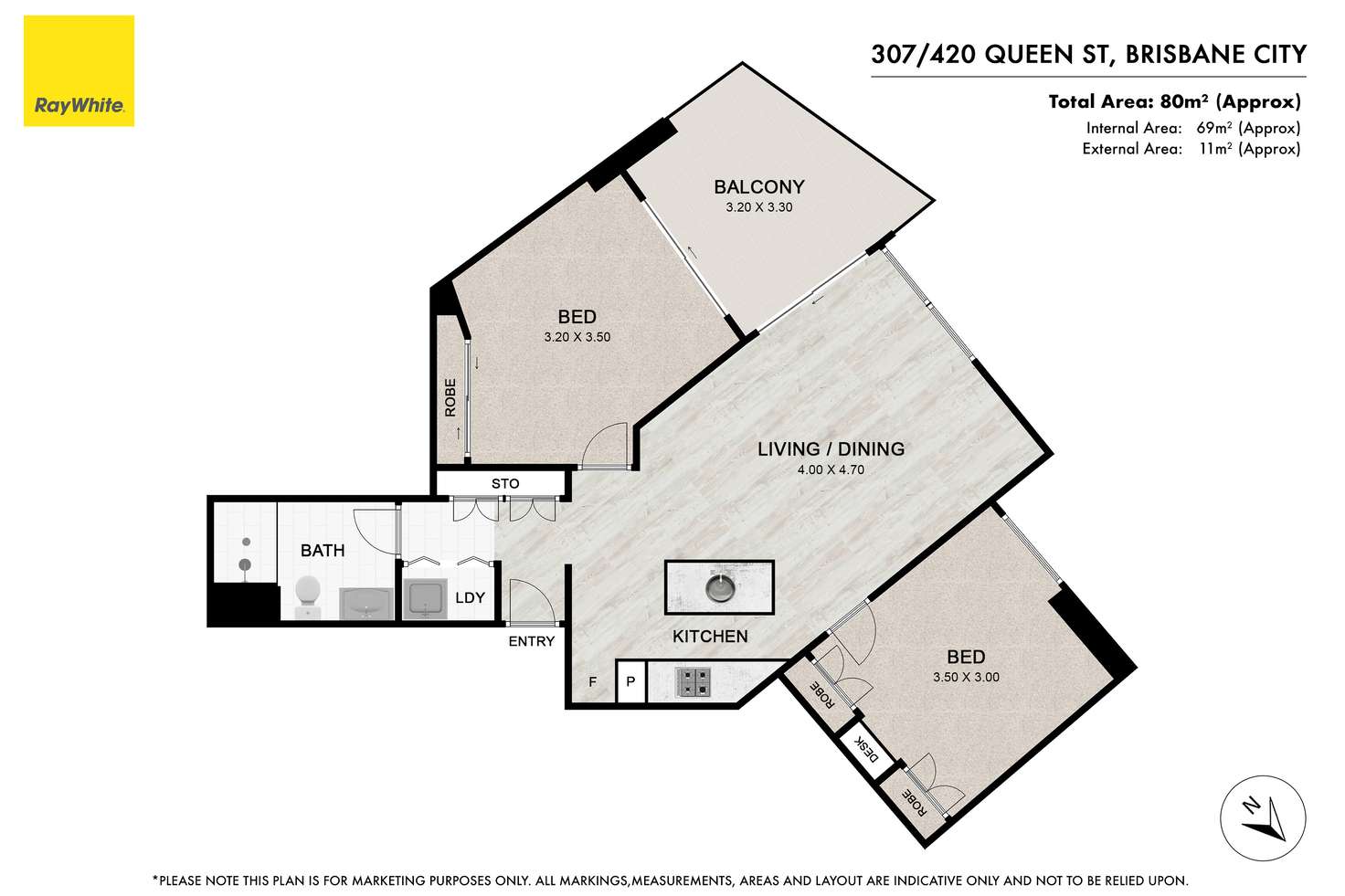 Floorplan of Homely apartment listing, 307/420 Queen Street, Brisbane City QLD 4000