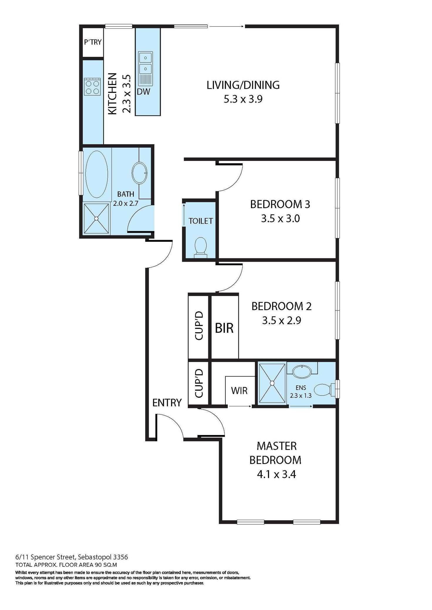Floorplan of Homely townhouse listing, 6/11 Spencer Street, Canadian VIC 3350