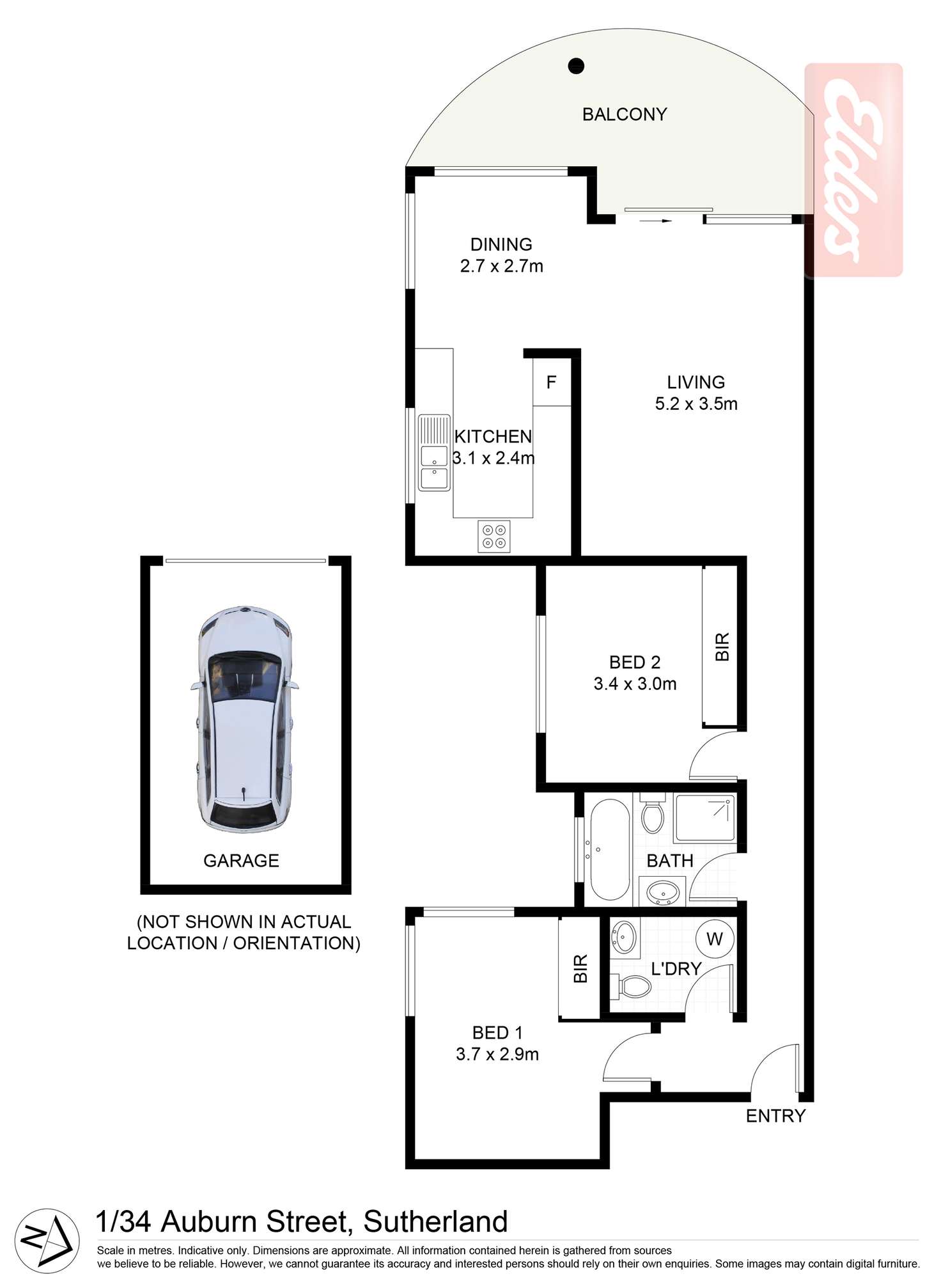 Floorplan of Homely apartment listing, 1/34 Auburn Street, Sutherland NSW 2232