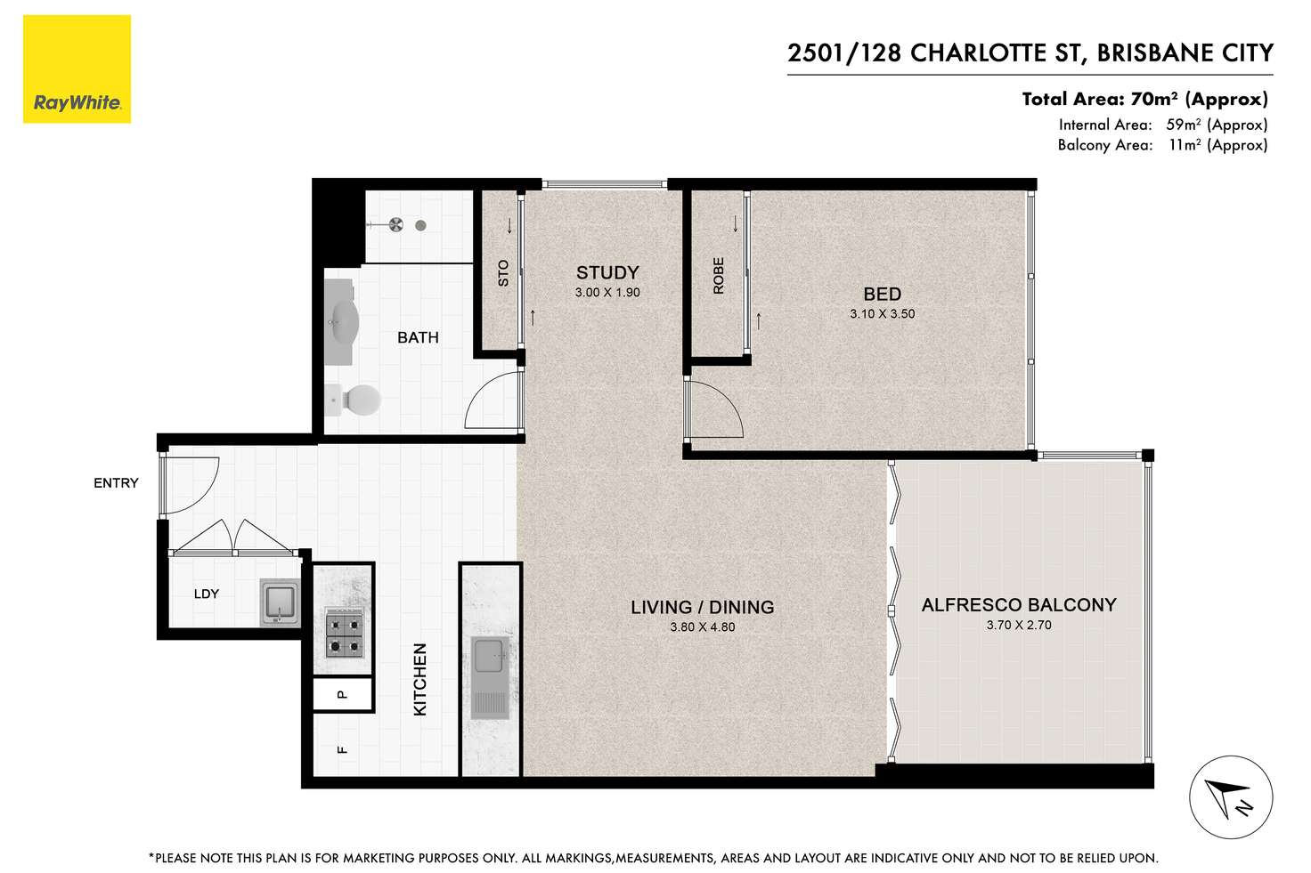 Floorplan of Homely apartment listing, 2501/128 Charlotte Street, Brisbane City QLD 4000