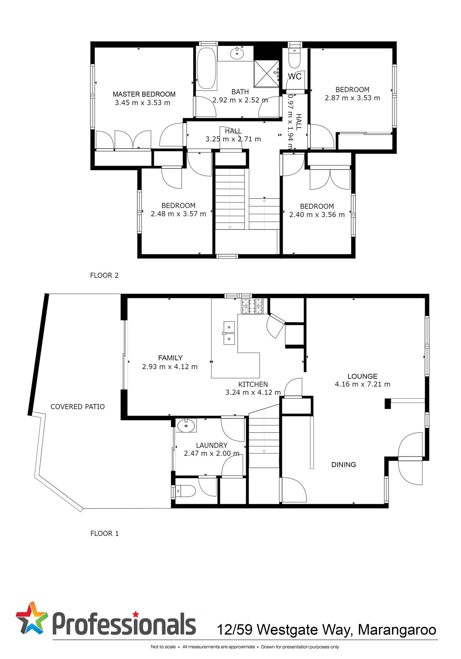 Floorplan of Homely townhouse listing, 12/59 Westgate Way, Marangaroo WA 6064