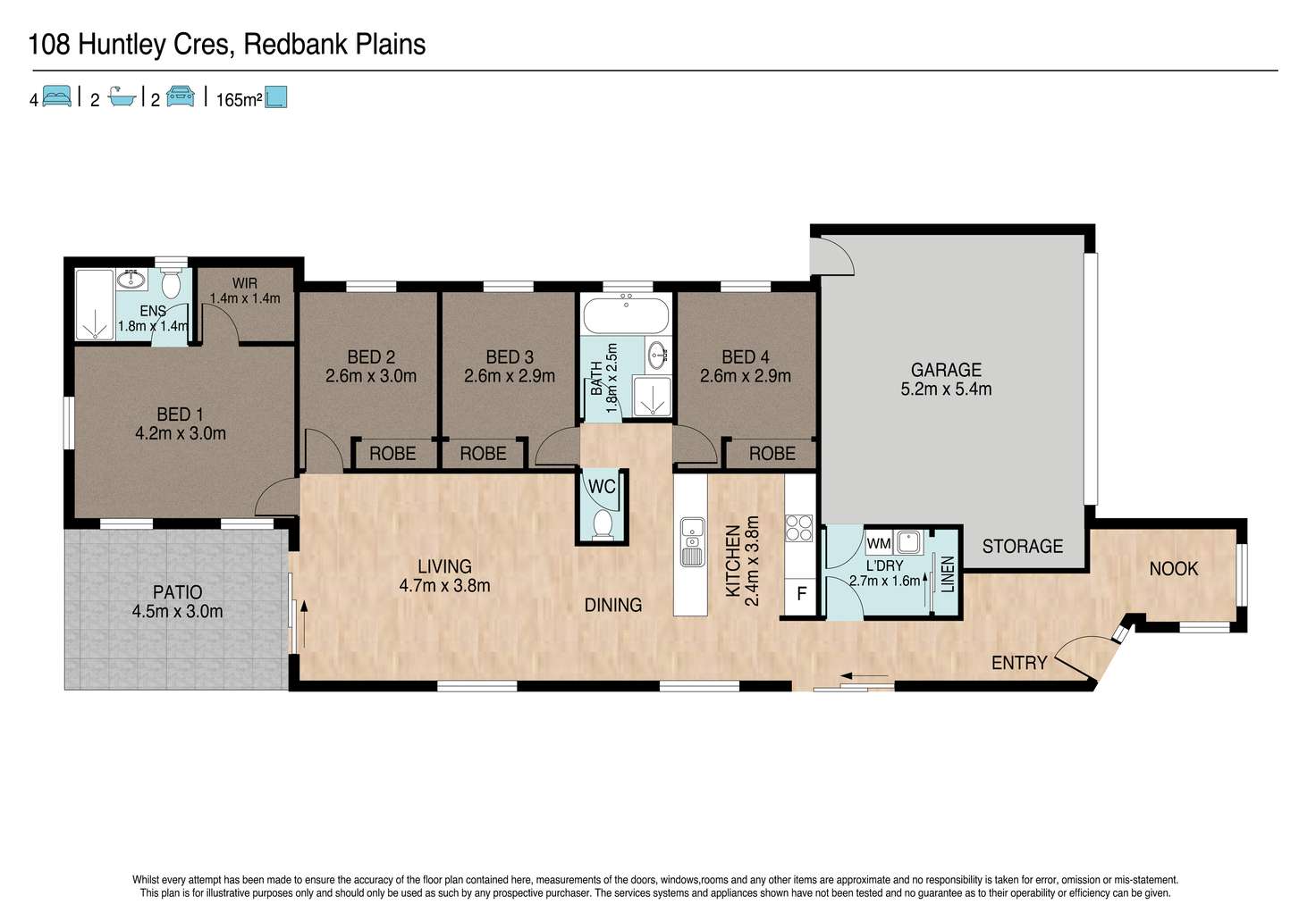 Floorplan of Homely house listing, 108 Huntley Crescent, Redbank Plains QLD 4301