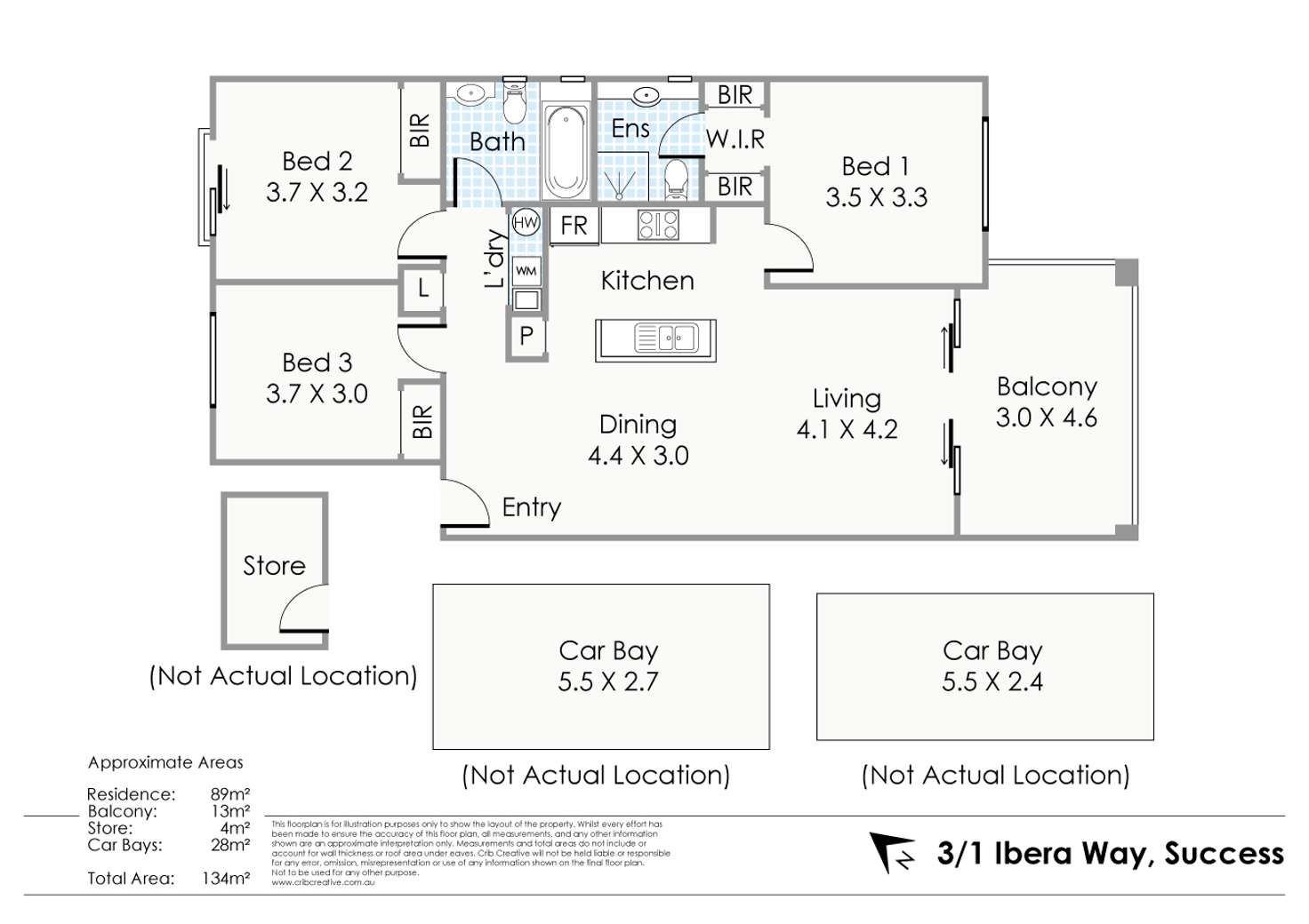 Floorplan of Homely unit listing, 3/1 Ibera Way, Success WA 6164