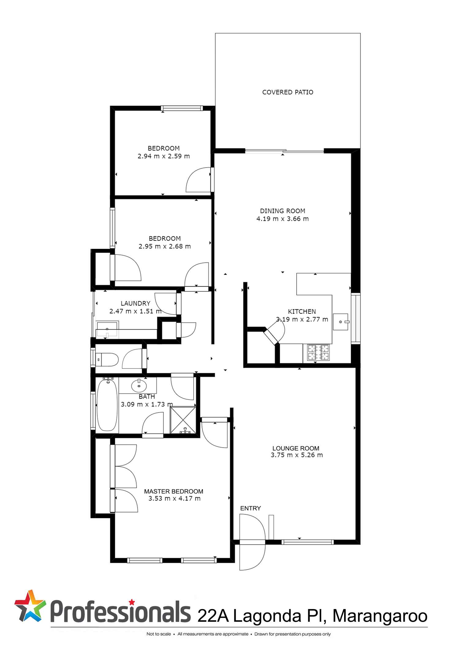 Floorplan of Homely semiDetached listing, 22A Lagonda Place, Marangaroo WA 6064