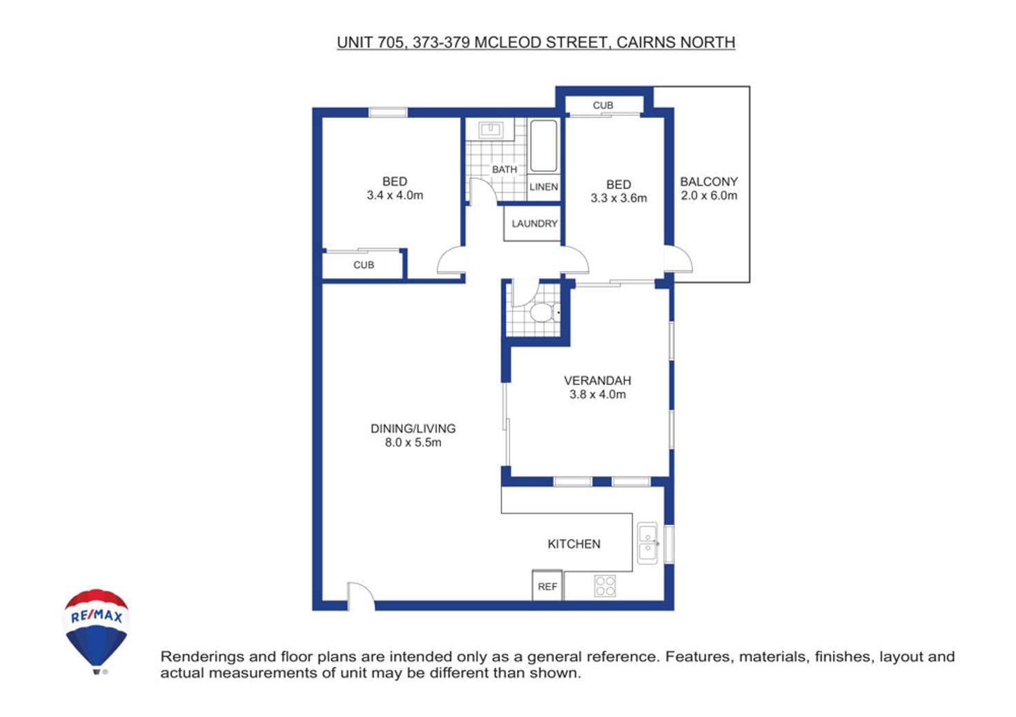 Floorplan of Homely unit listing, 705/373-379 McLeod Street, Cairns North QLD 4870