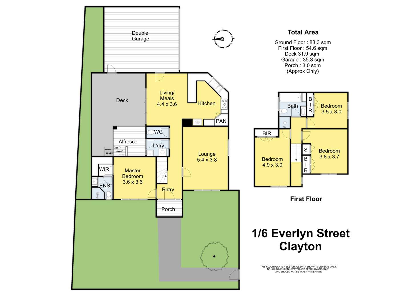 Floorplan of Homely townhouse listing, 1/6 Evelyn Street, Clayton VIC 3168