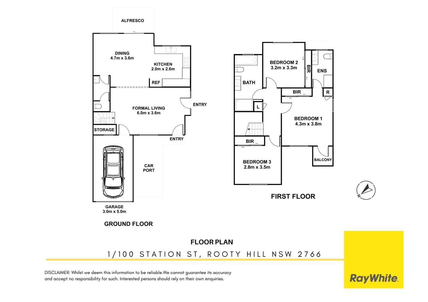 Floorplan of Homely townhouse listing, 1/100 Station Street, Rooty Hill NSW 2766