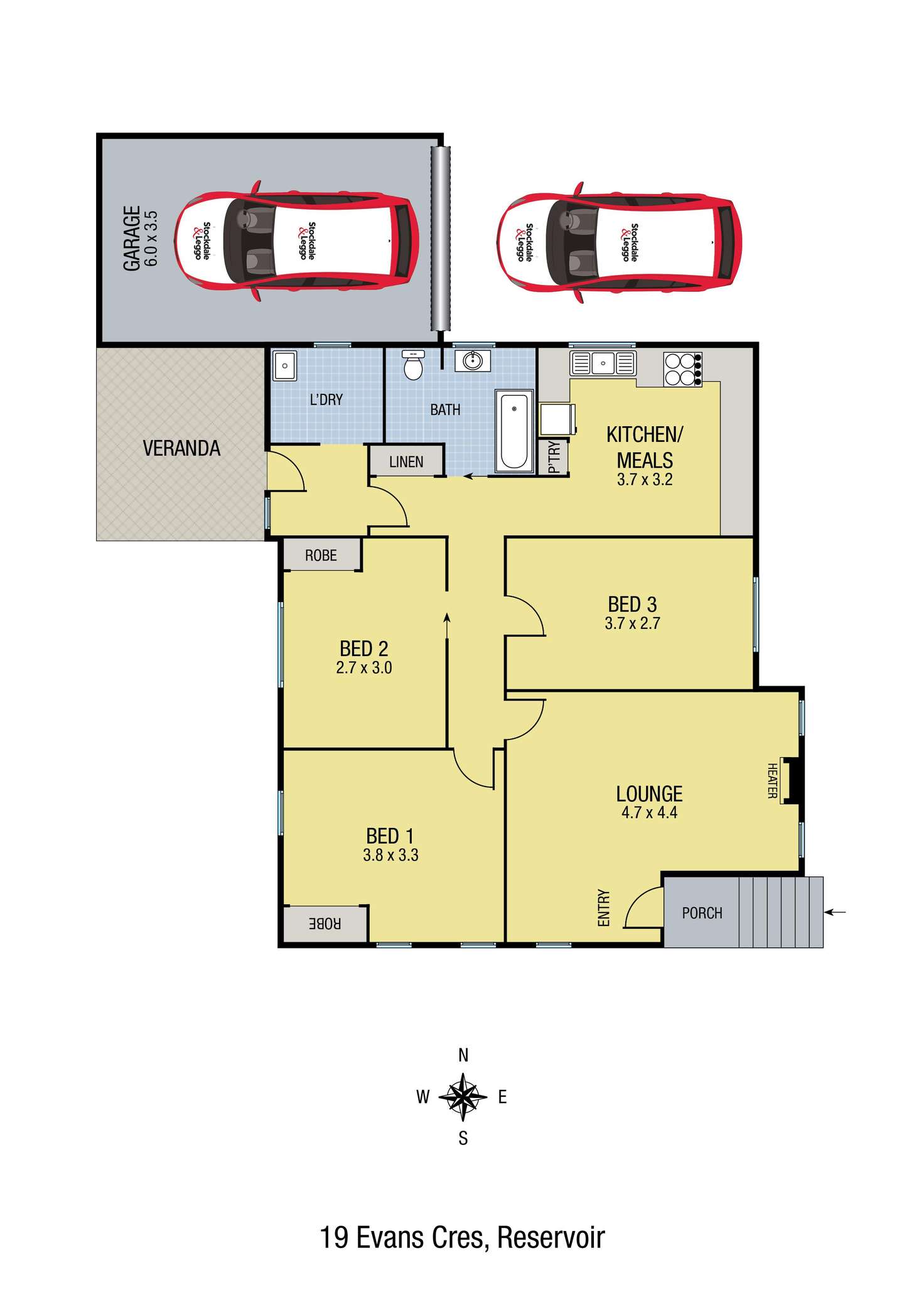 Floorplan of Homely unit listing, 19 Evans Crescent, Reservoir VIC 3073