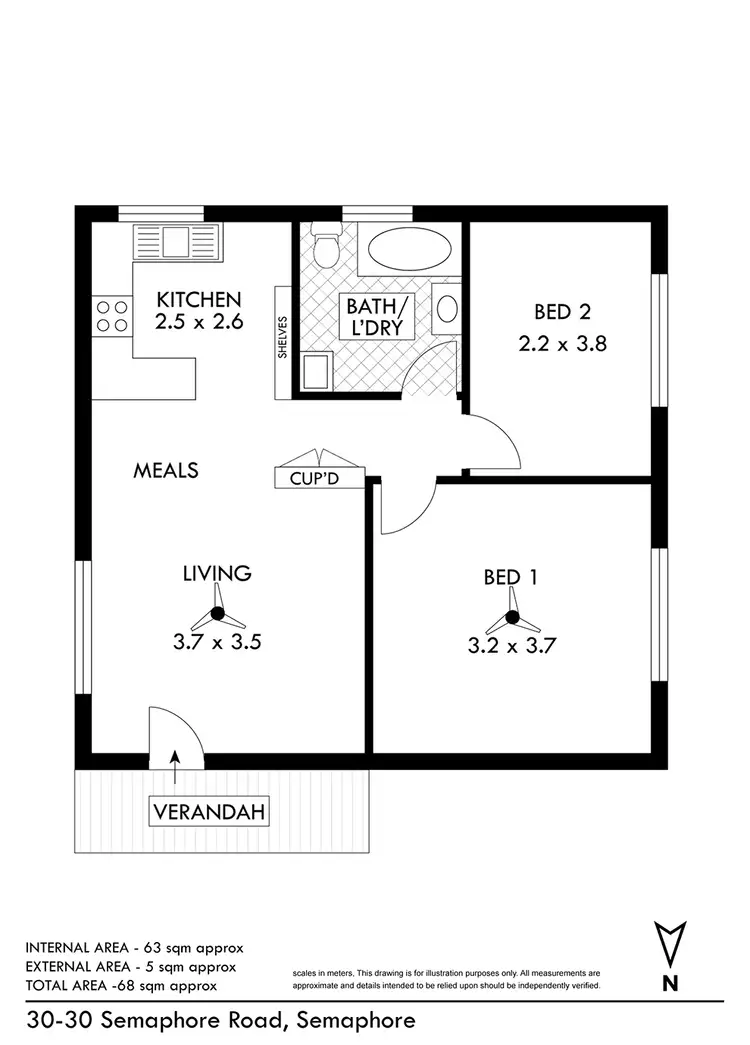 Floorplan of Homely unit listing, 30/30 Semaphore Road, Semaphore SA 5019
