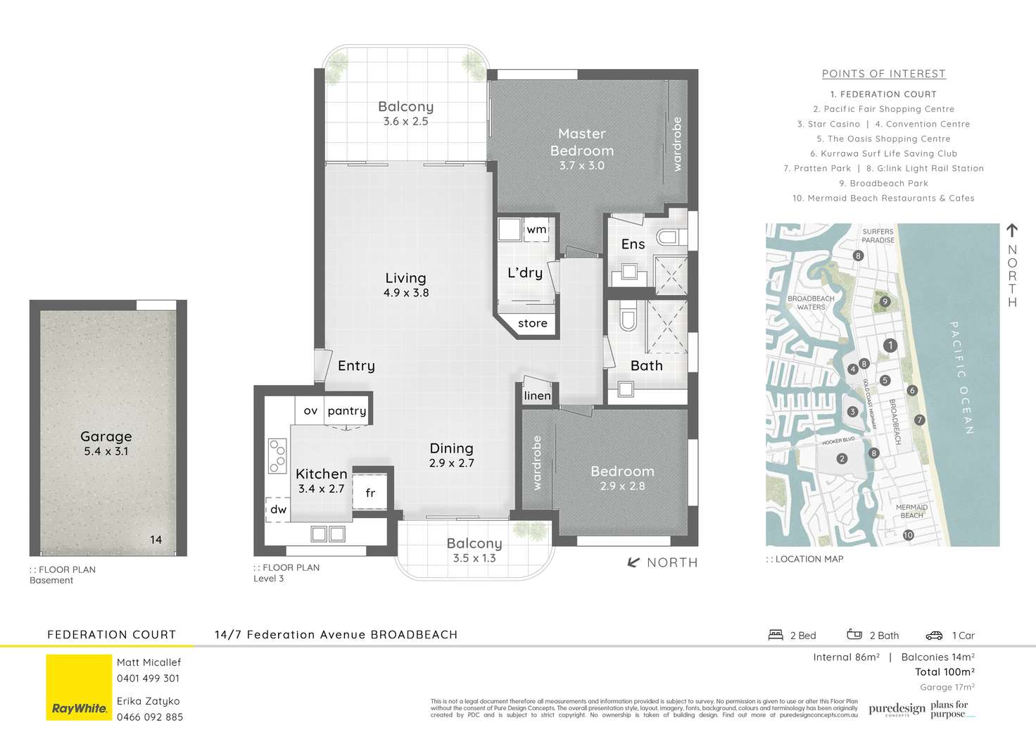 Floorplan of Homely apartment listing, 14/7 Federation Avenue, Broadbeach QLD 4218