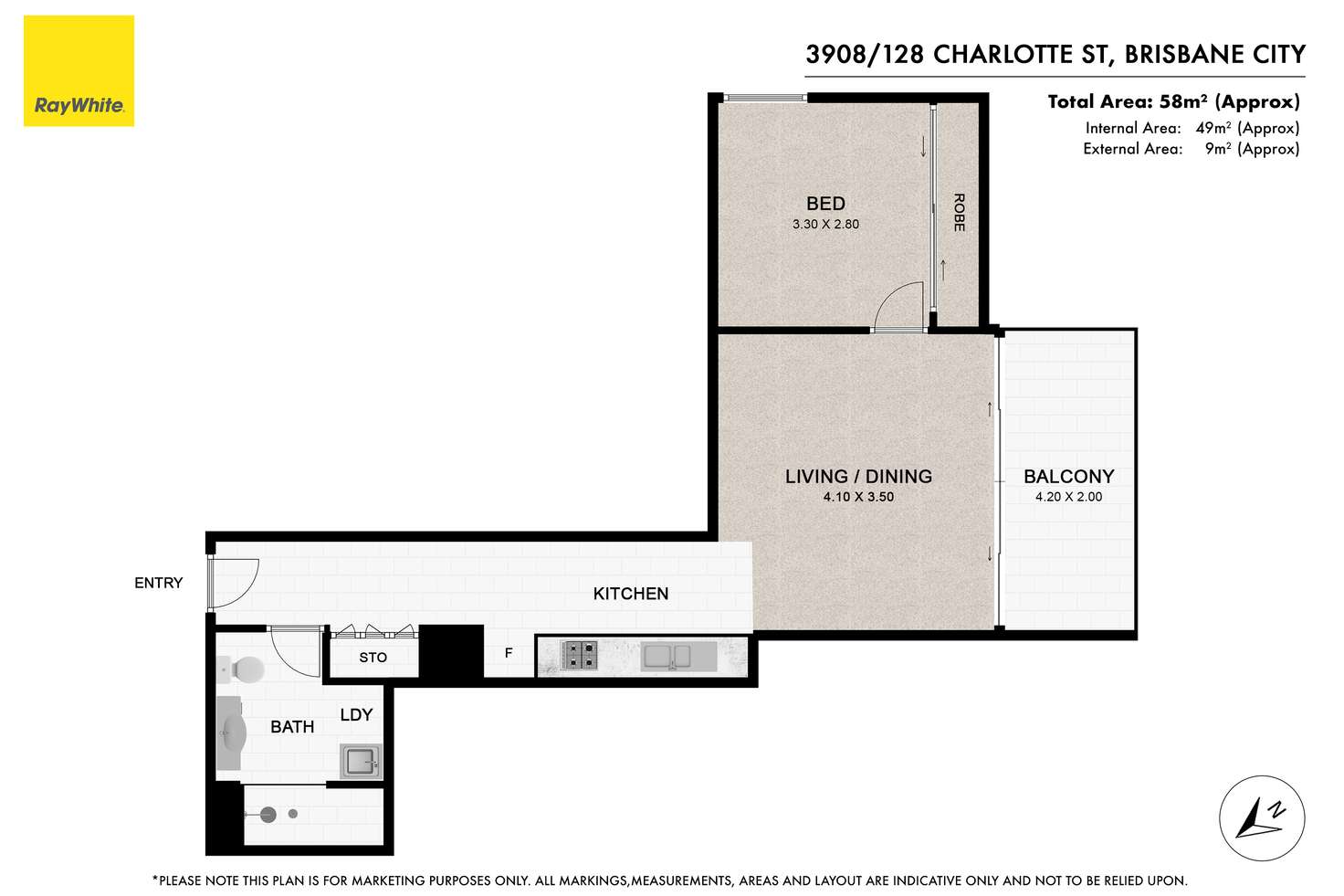 Floorplan of Homely apartment listing, 3908/128 Charlotte Street, Brisbane City QLD 4000