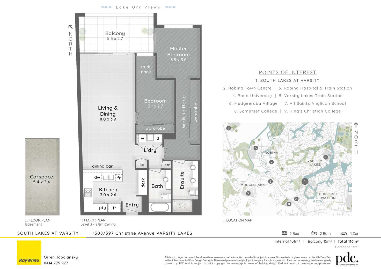 Floorplan of Homely apartment listing, 1308/397 Christine Avenue, Varsity Lakes QLD 4227