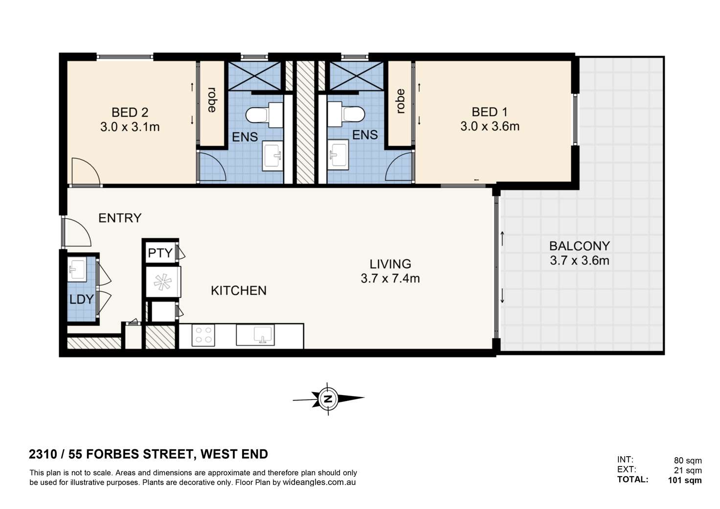 Floorplan of Homely apartment listing, 2310/55 Forbes Street, West End QLD 4101