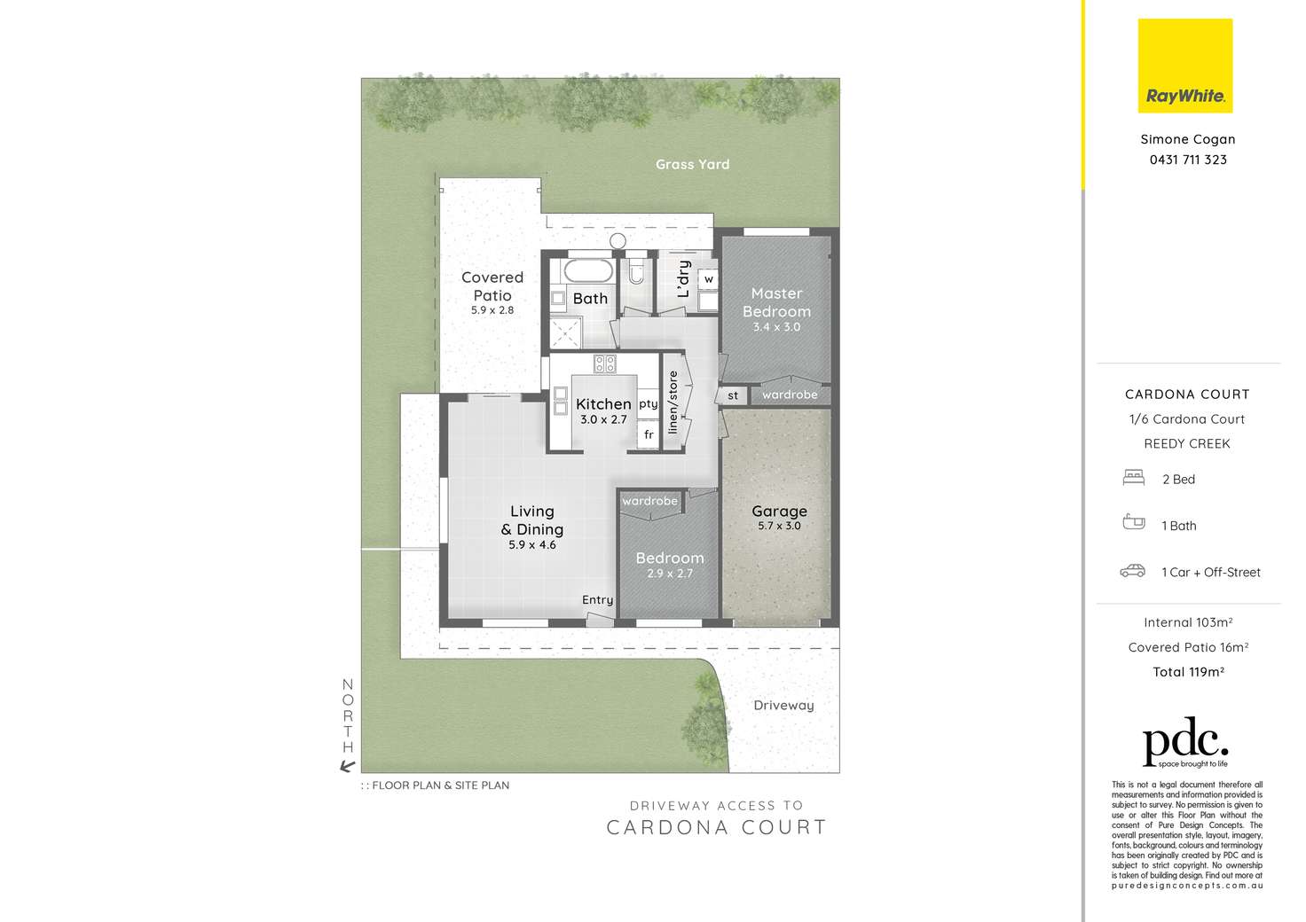 Floorplan of Homely villa listing, 1/6 Cardona Court, Reedy Creek QLD 4227