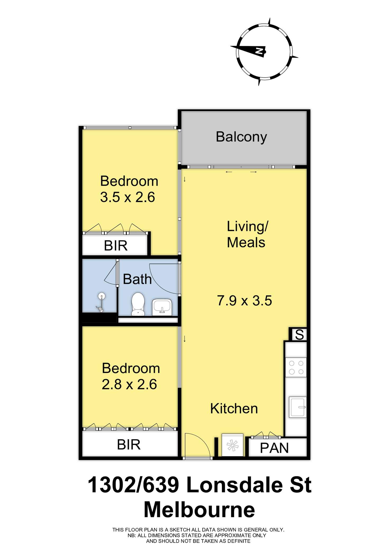 Floorplan of Homely apartment listing, 1302/639 Lonsdale St, Melbourne VIC 3000