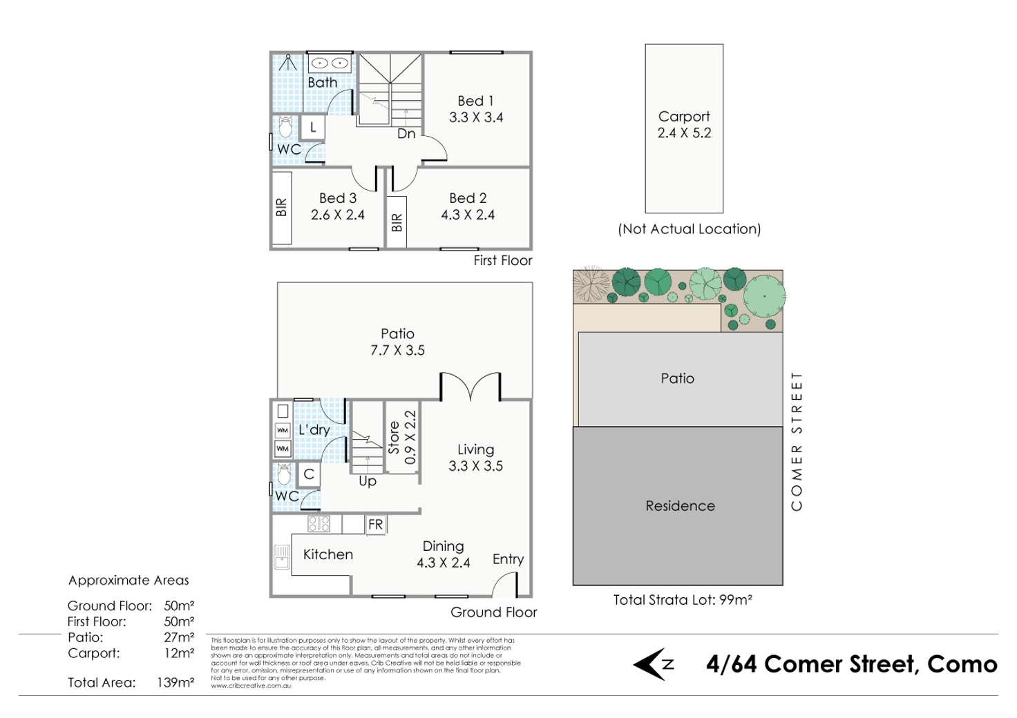 Floorplan of Homely townhouse listing, 4/64 Comer Street, Como WA 6152