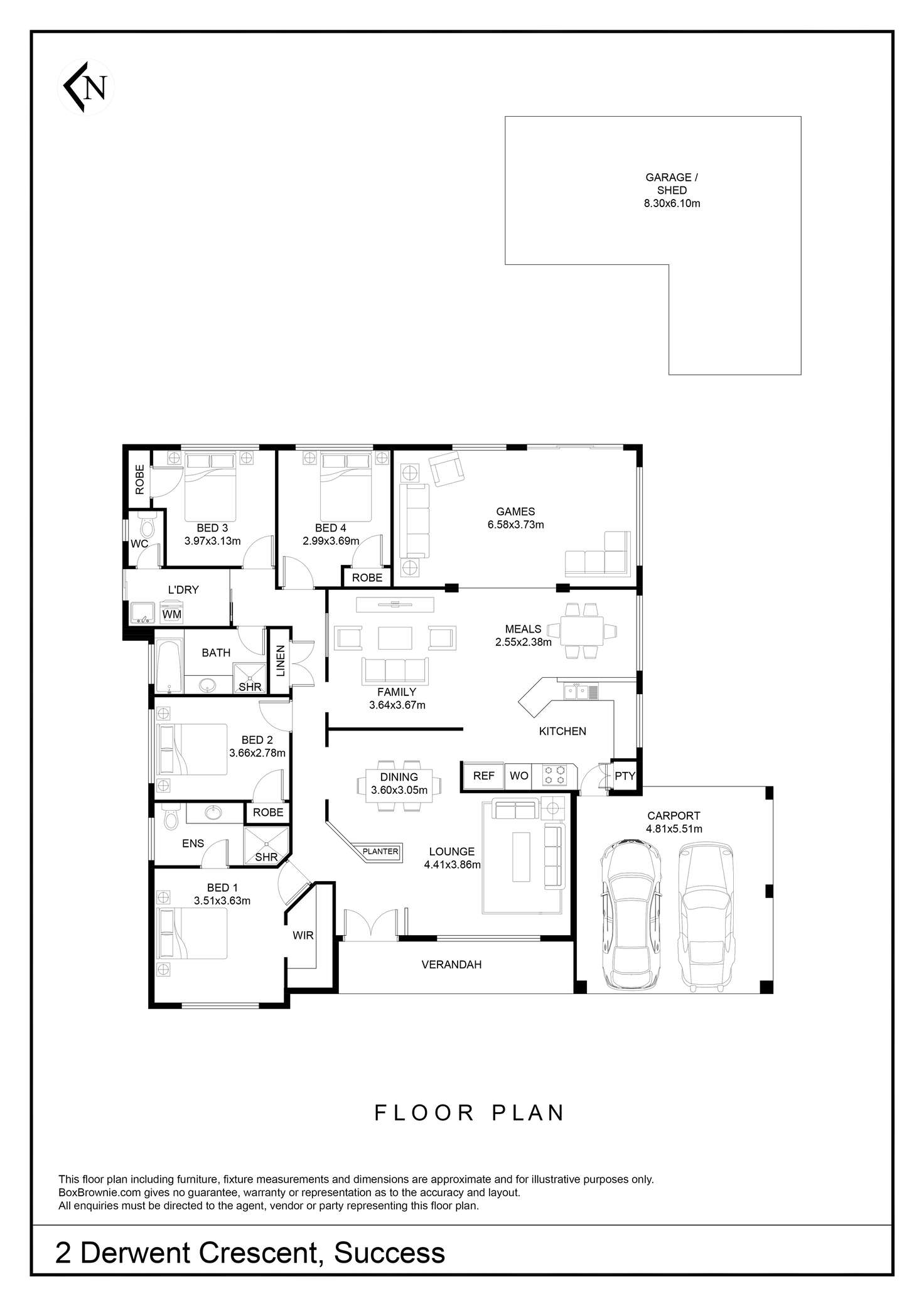 Floorplan of Homely house listing, 2 Derwent Crescent, Success WA 6164