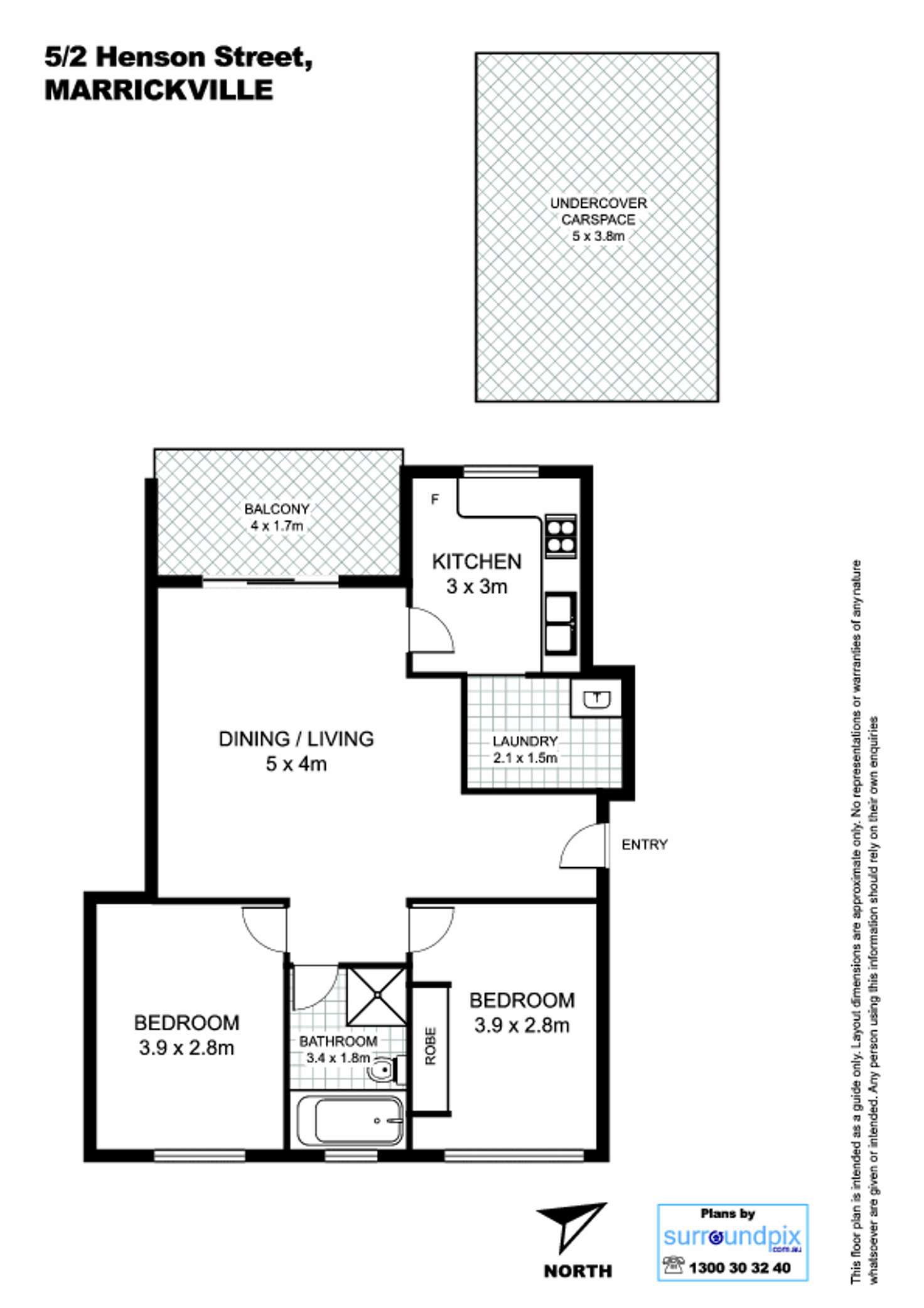 Floorplan of Homely apartment listing, 5/2 Henson Street, Marrickville NSW 2204