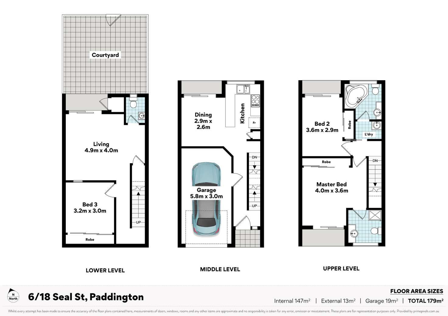 Floorplan of Homely townhouse listing, 6/18 Seal Street, Paddington QLD 4064