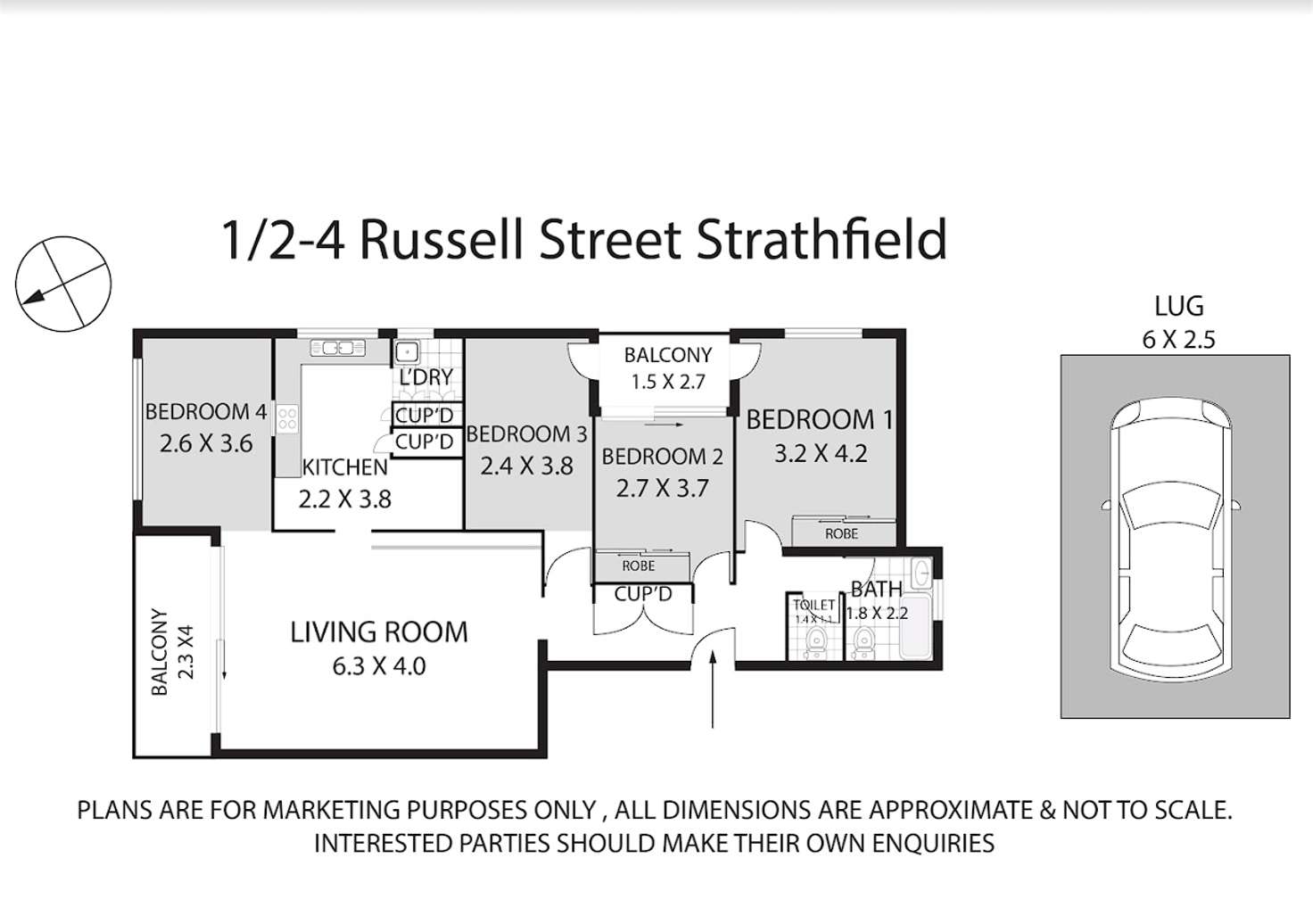 Floorplan of Homely apartment listing, 1/2-4 RUSSELL STREET, Strathfield NSW 2135