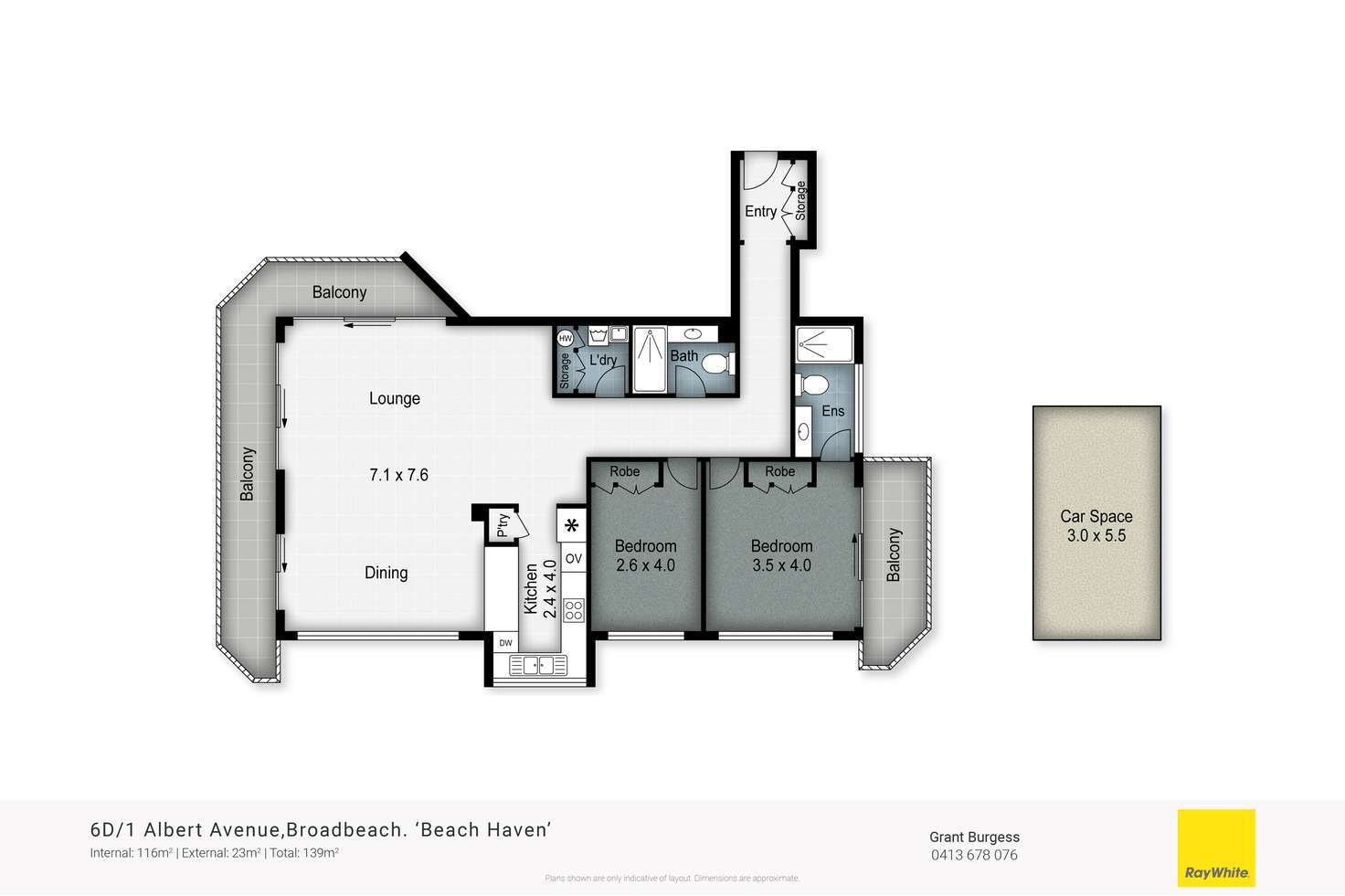 Floorplan of Homely apartment listing, 6D/1 'Beach Haven' Albert Avenue, Broadbeach QLD 4218
