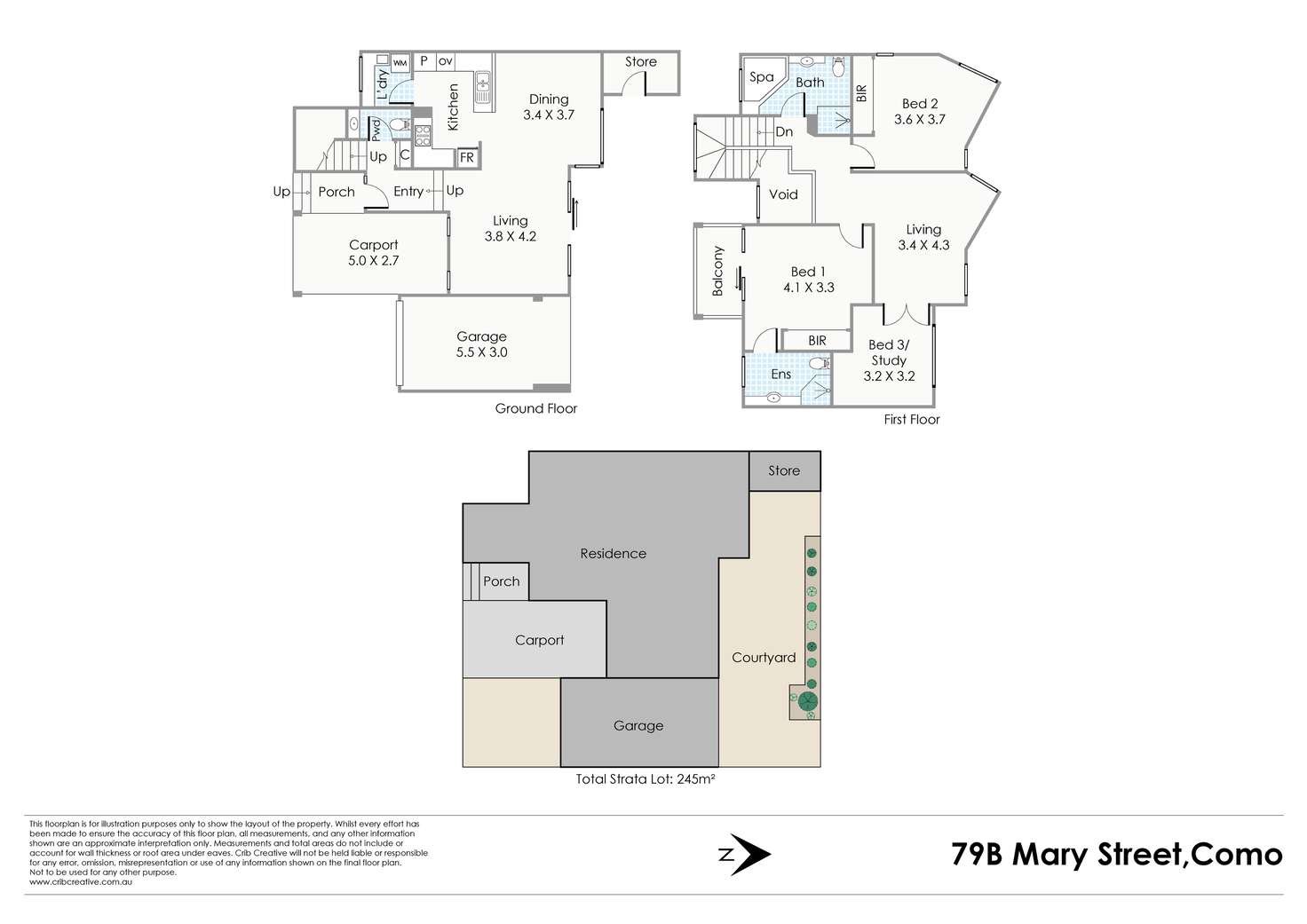 Floorplan of Homely townhouse listing, 79B Mary Street, Como WA 6152