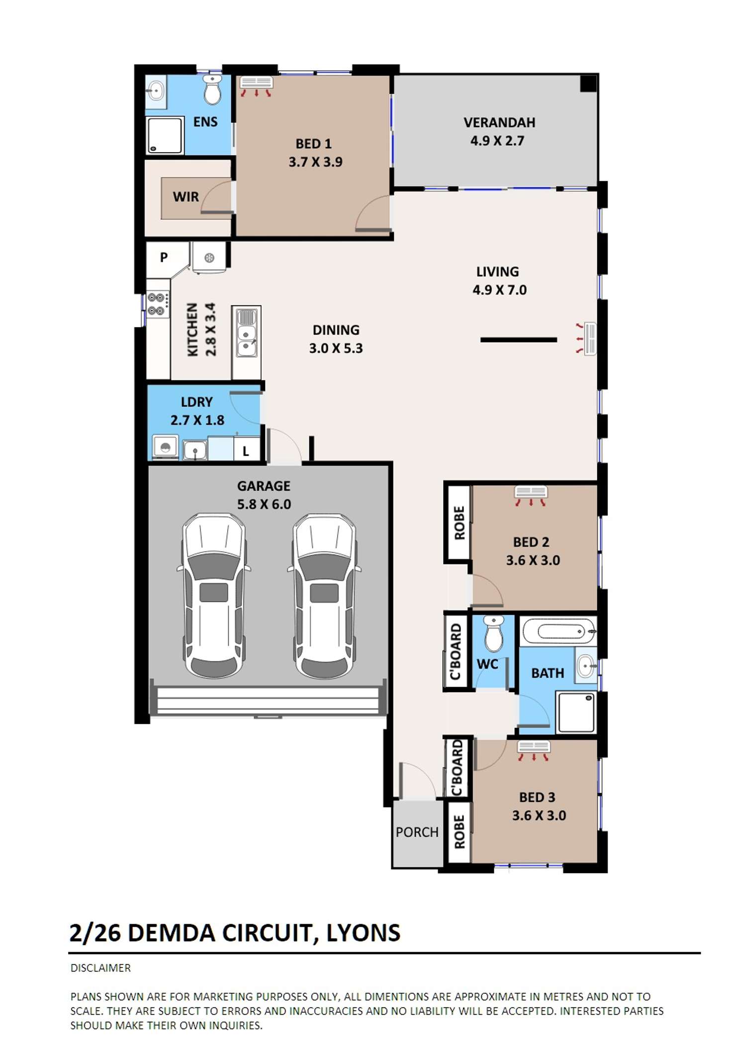 Floorplan of Homely townhouse listing, 2/26 Demda Circuit, Lyons NT 810