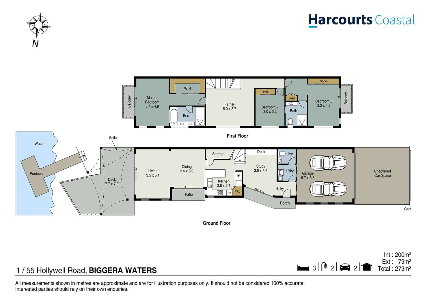 Floorplan of Homely townhouse listing, 1/55 Hollywell Road, Biggera Waters QLD 4216