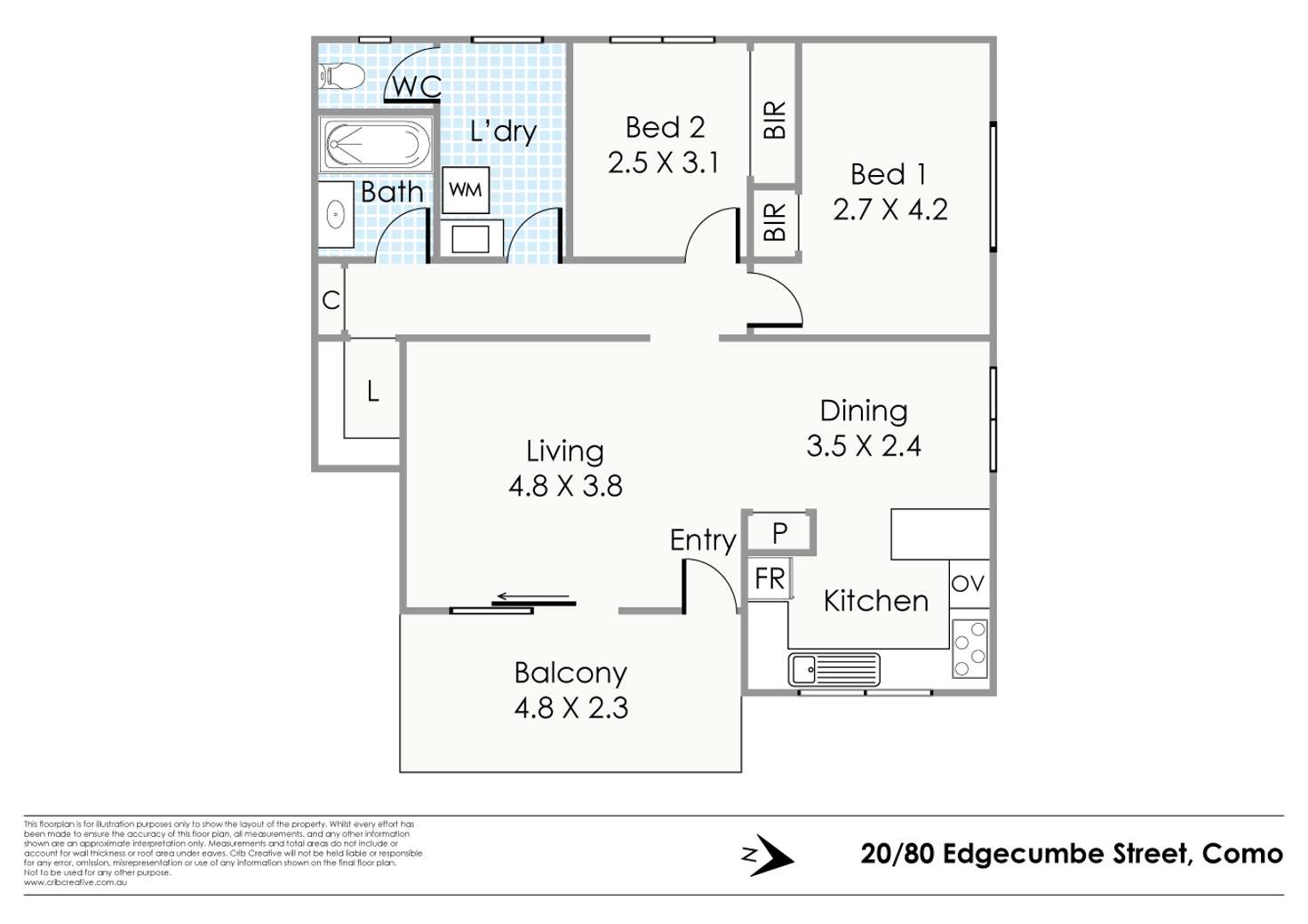 Floorplan of Homely unit listing, 20/80 Edgecumbe Street, Como WA 6152