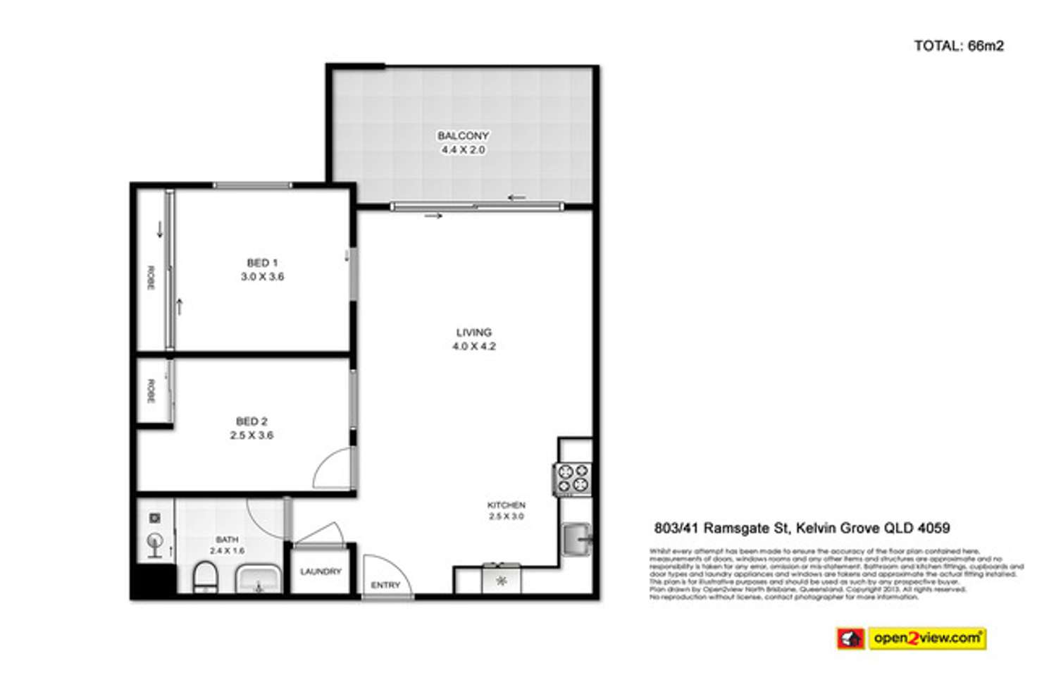 Floorplan of Homely apartment listing, 803/41 Ramsgate Street, Kelvin Grove QLD 4059