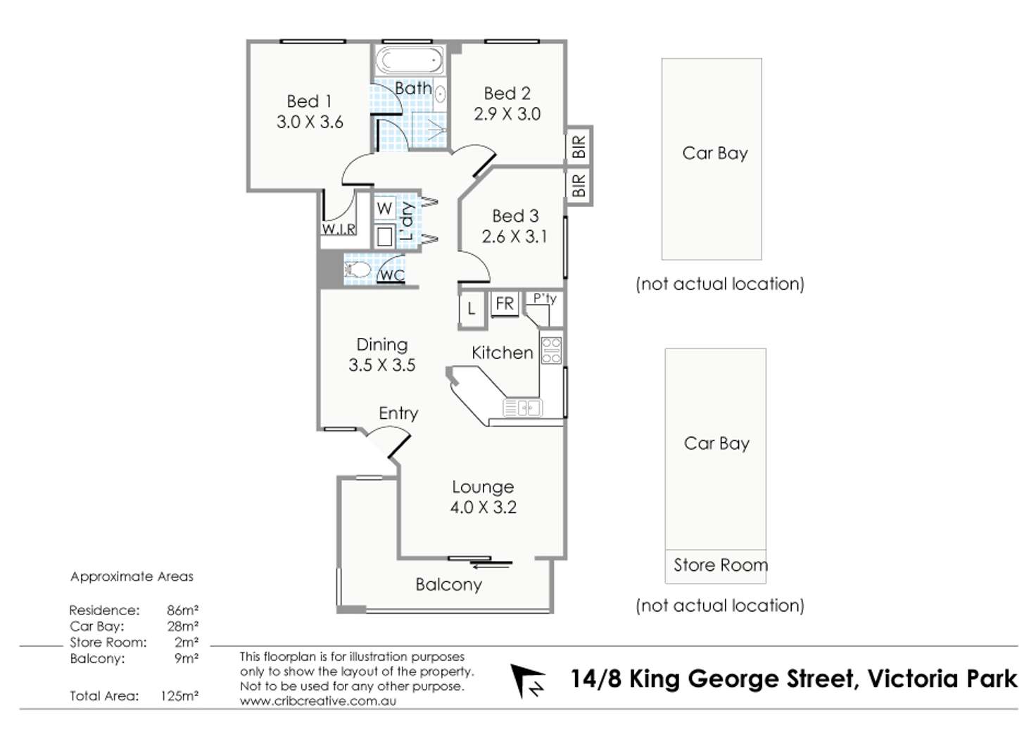 Floorplan of Homely unit listing, 14/8 King George Street, Victoria Park WA 6100