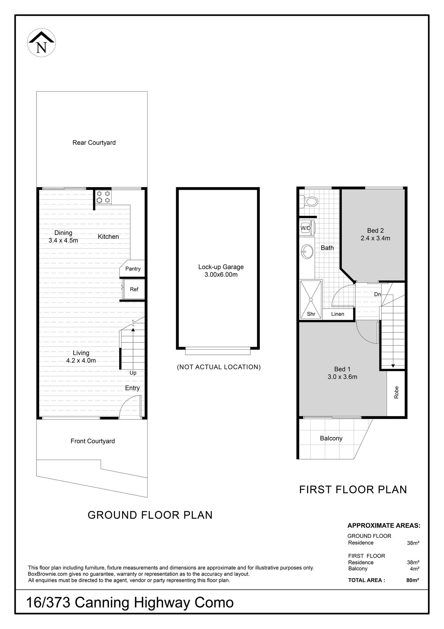 Floorplan of Homely townhouse listing, 16/373 Canning Highway, Como WA 6152