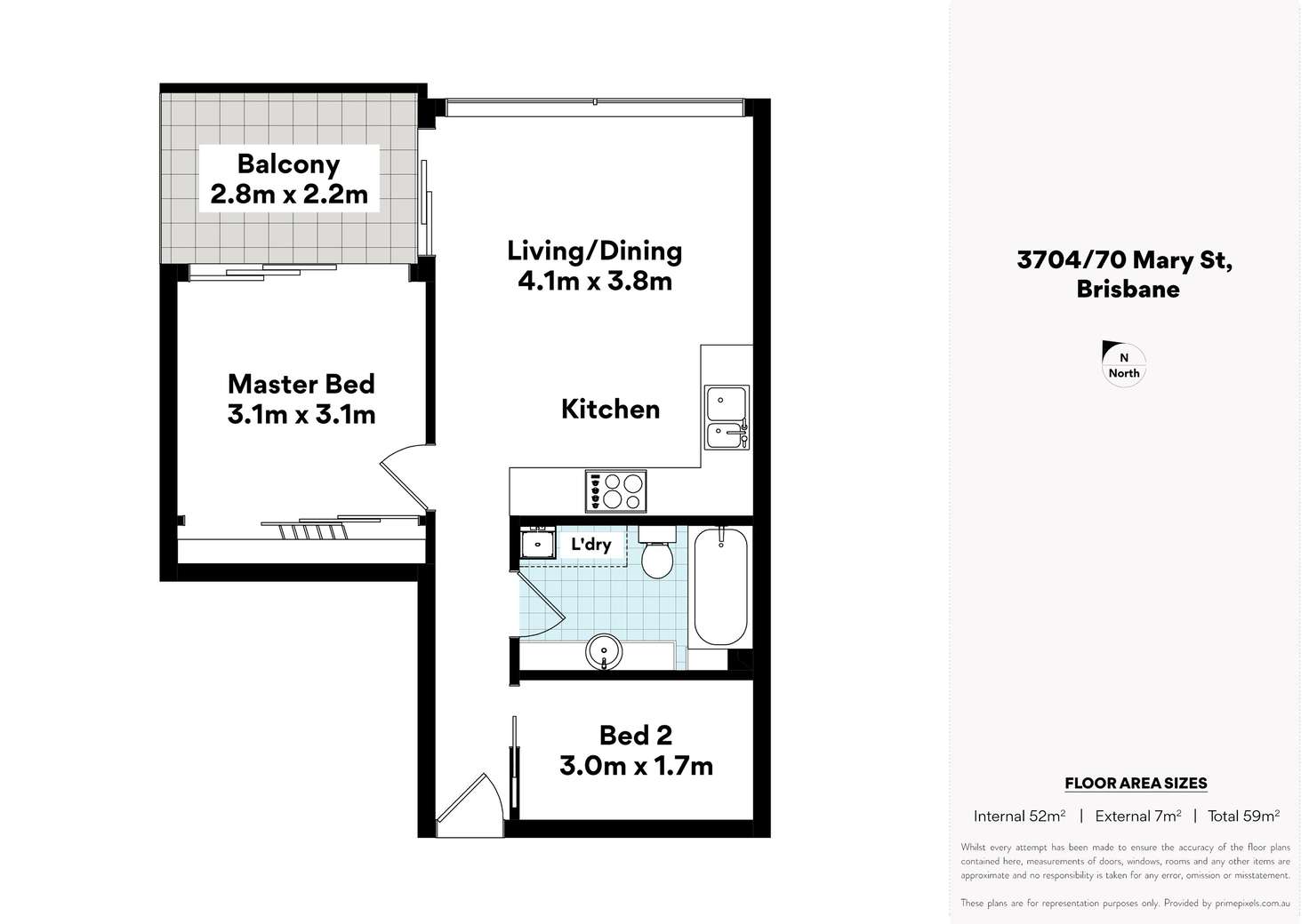 Floorplan of Homely unit listing, 3704/70 Mary Street, Brisbane City QLD 4000