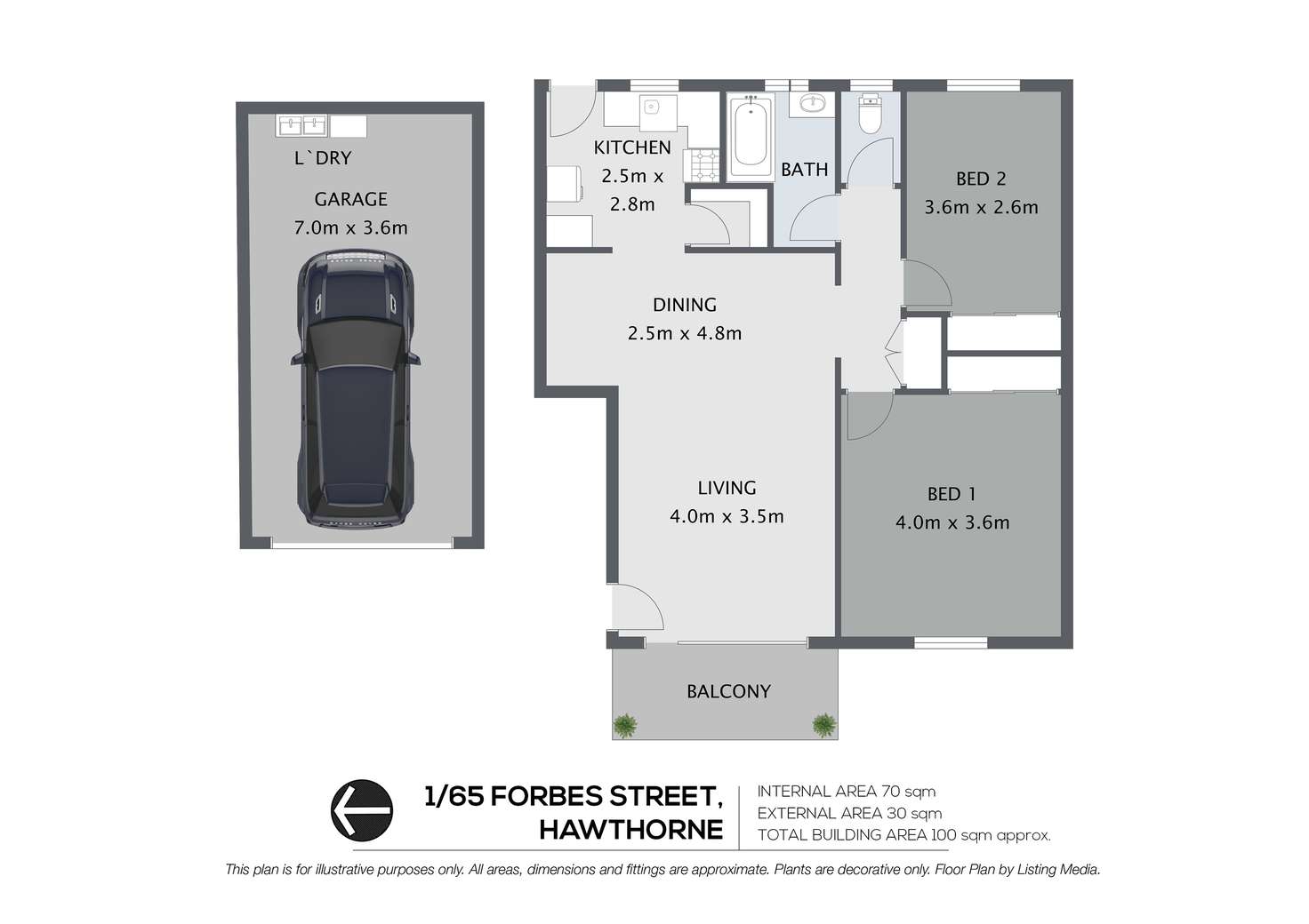 Floorplan of Homely unit listing, 1/65 Forbes Street, Hawthorne QLD 4171