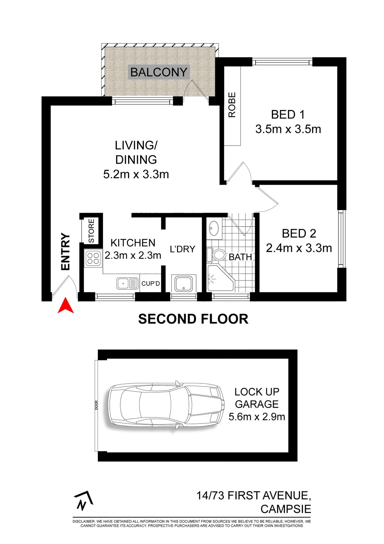 Floorplan of Homely apartment listing, 14/73-75 First Avenue, Campsie NSW 2194