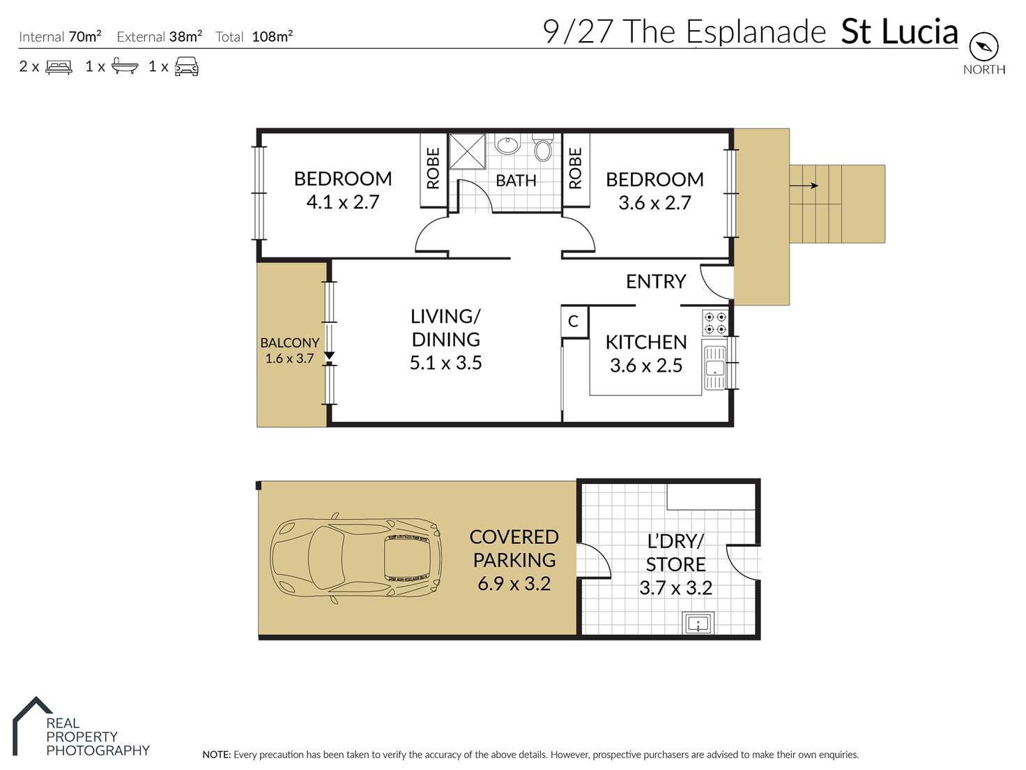 Floorplan of Homely unit listing, 9/27 The Esplanade, St Lucia QLD 4067