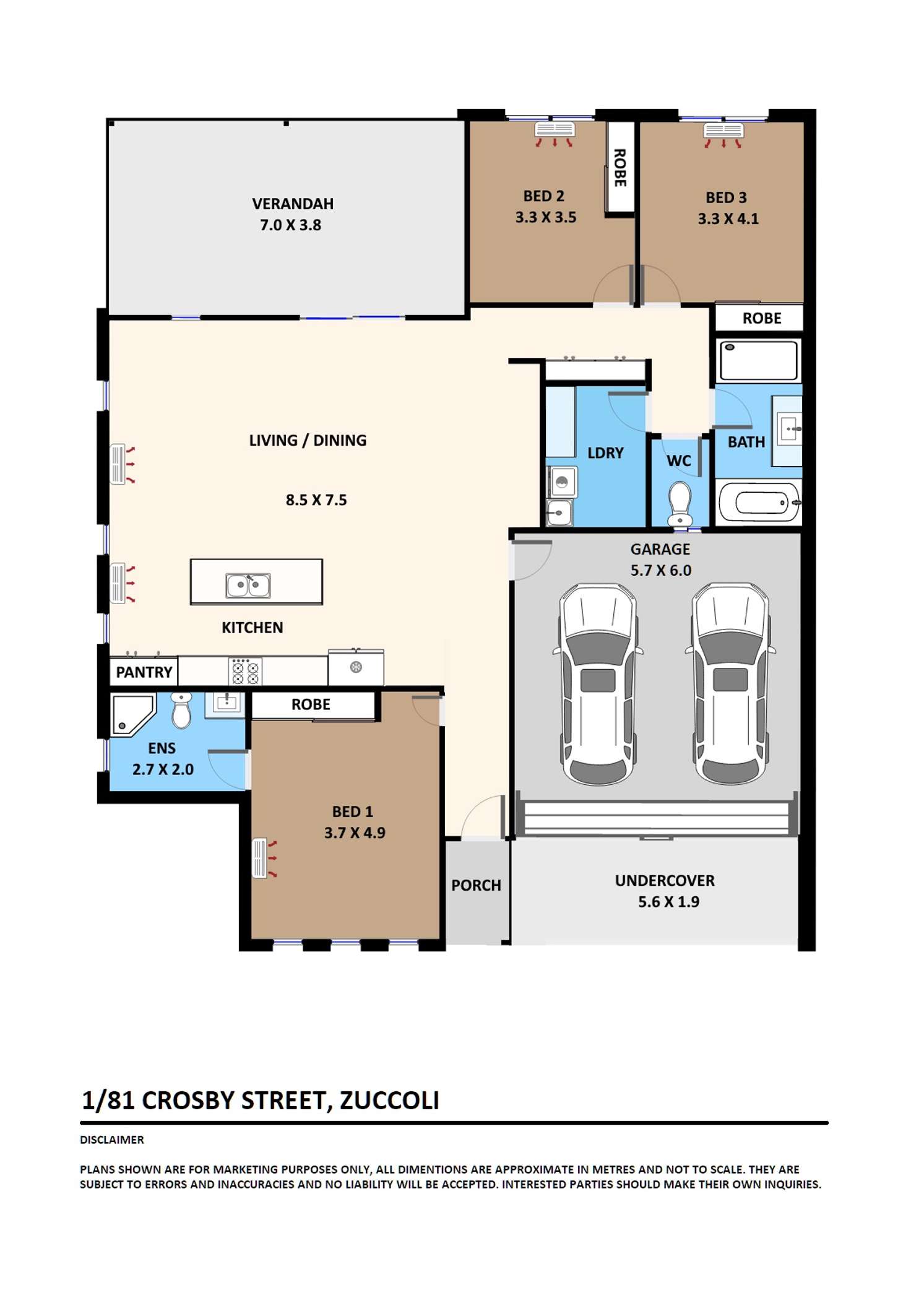 Floorplan of Homely semiDetached listing, 1/81 Crosby Street, Zuccoli NT 832
