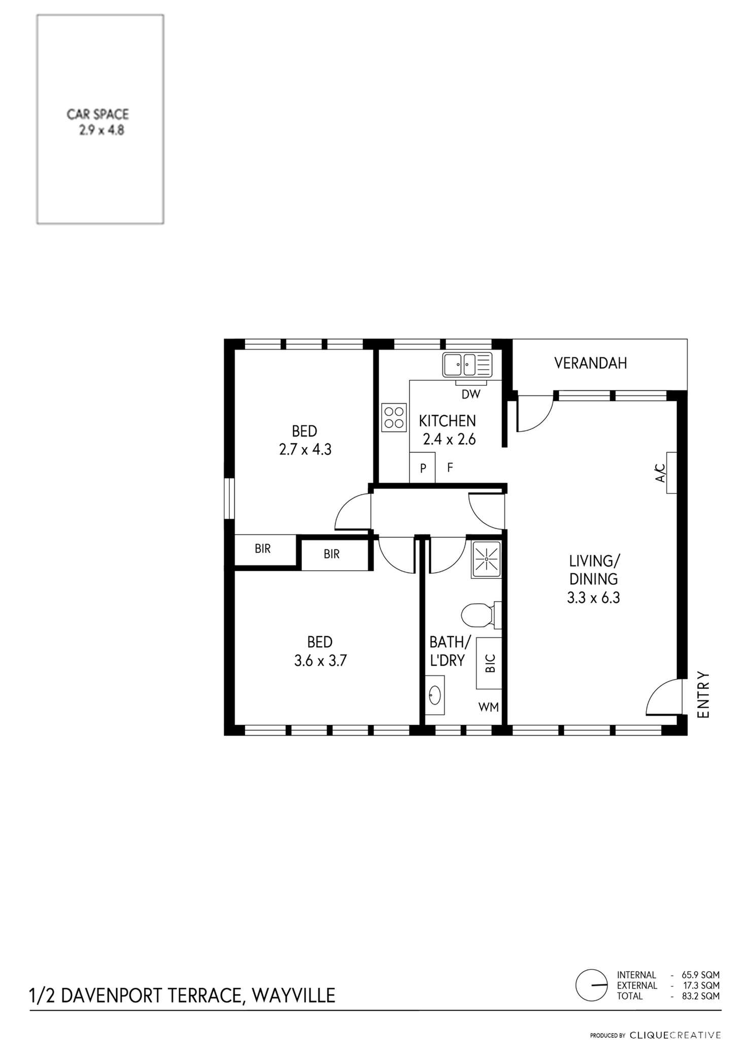 Floorplan of Homely unit listing, 1/2 Davenport Terrace, Wayville SA 5034