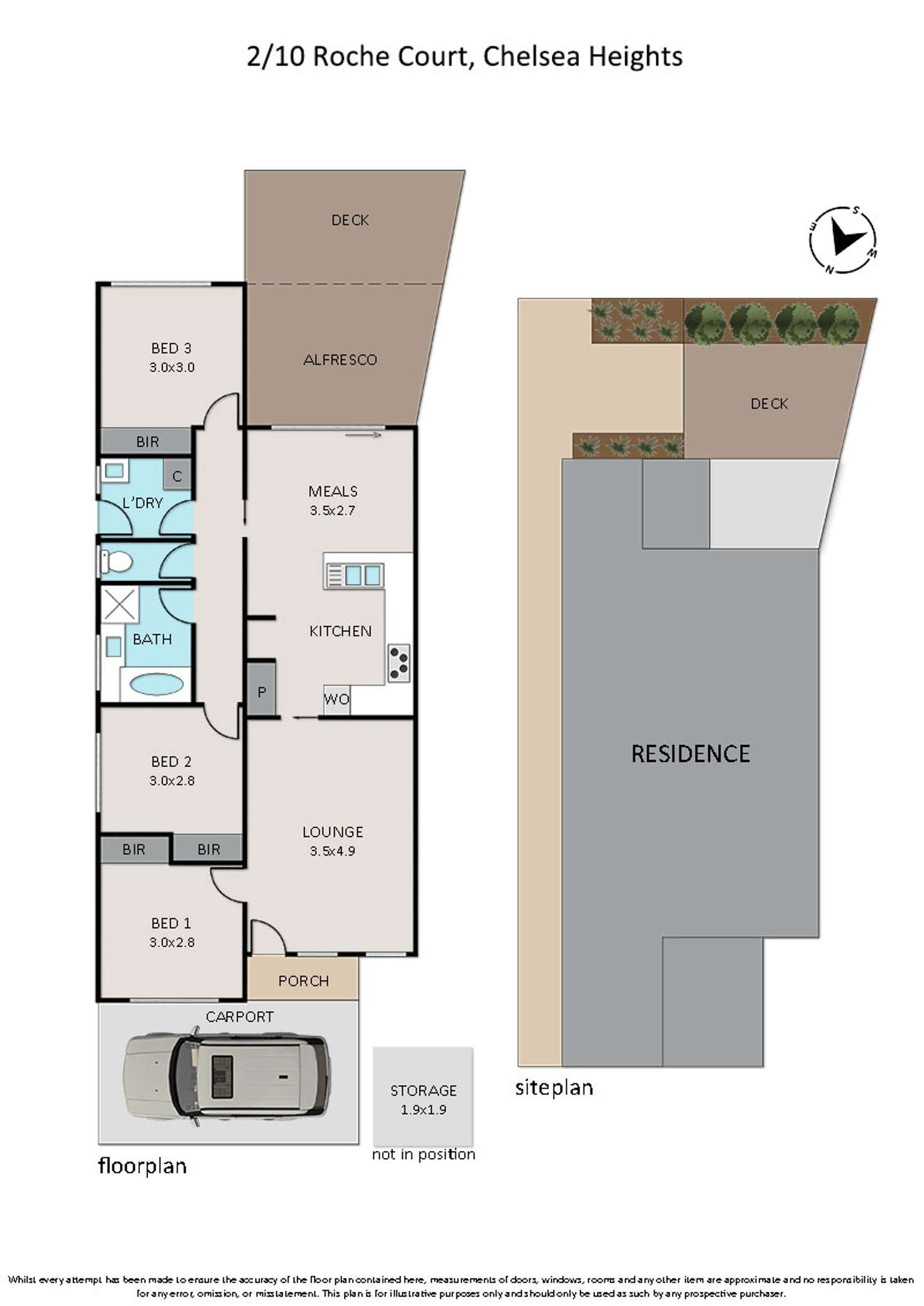 Floorplan of Homely townhouse listing, 2/10 Roche Court, Chelsea Heights VIC 3196