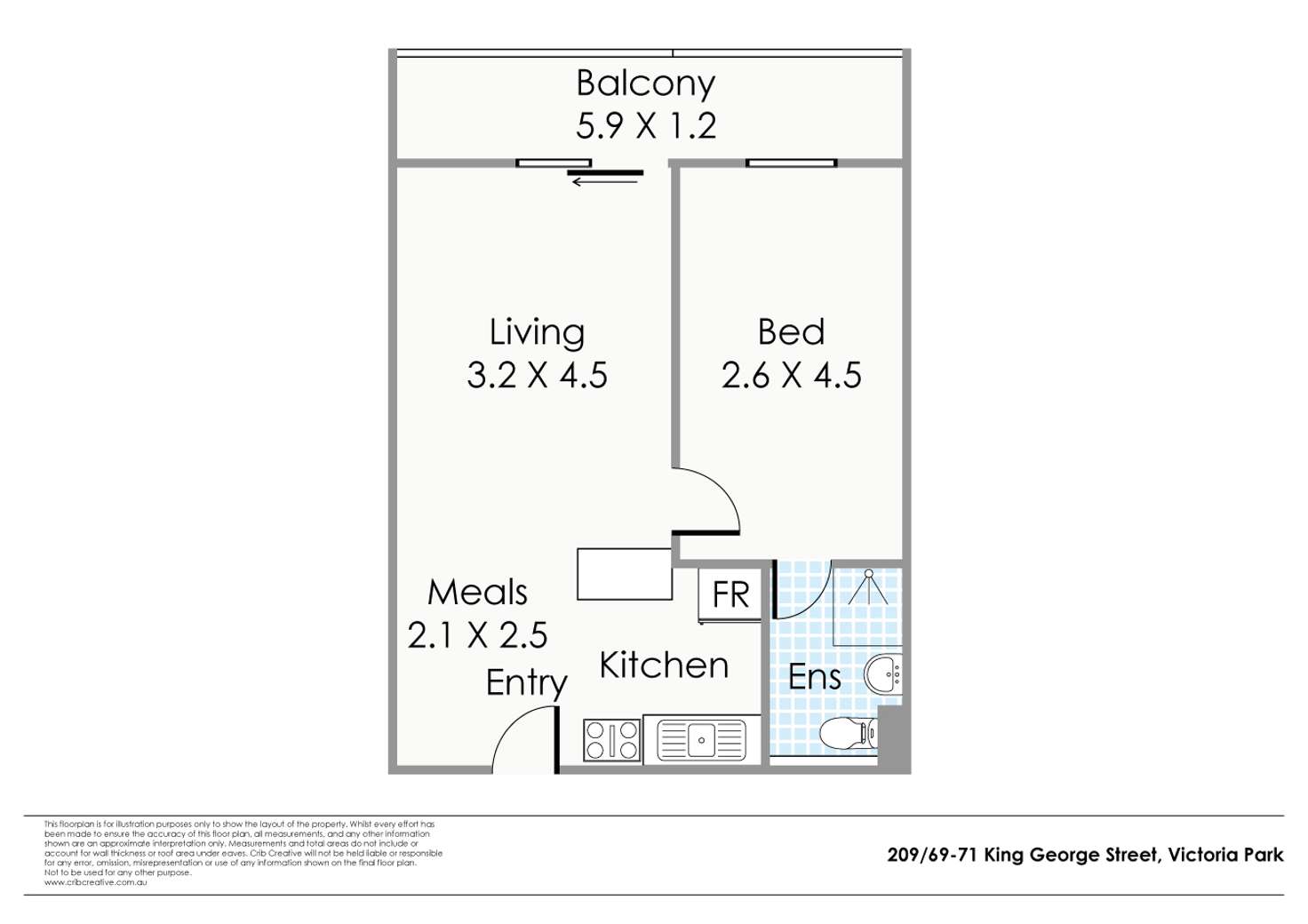 Floorplan of Homely unit listing, 209/69-71 King George Street, Victoria Park WA 6100