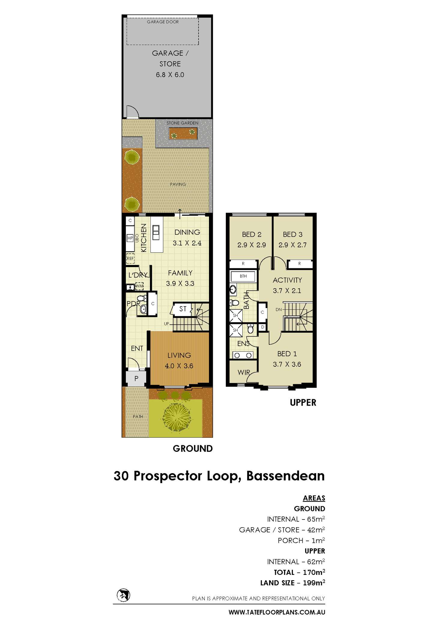 Floorplan of Homely townhouse listing, 30 Prospector Loop, Bassendean WA 6054