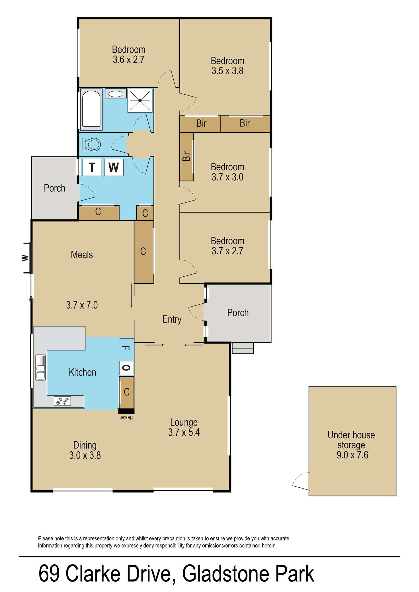 Floorplan of Homely house listing, 69 Clarke Drive, Gladstone Park VIC 3043