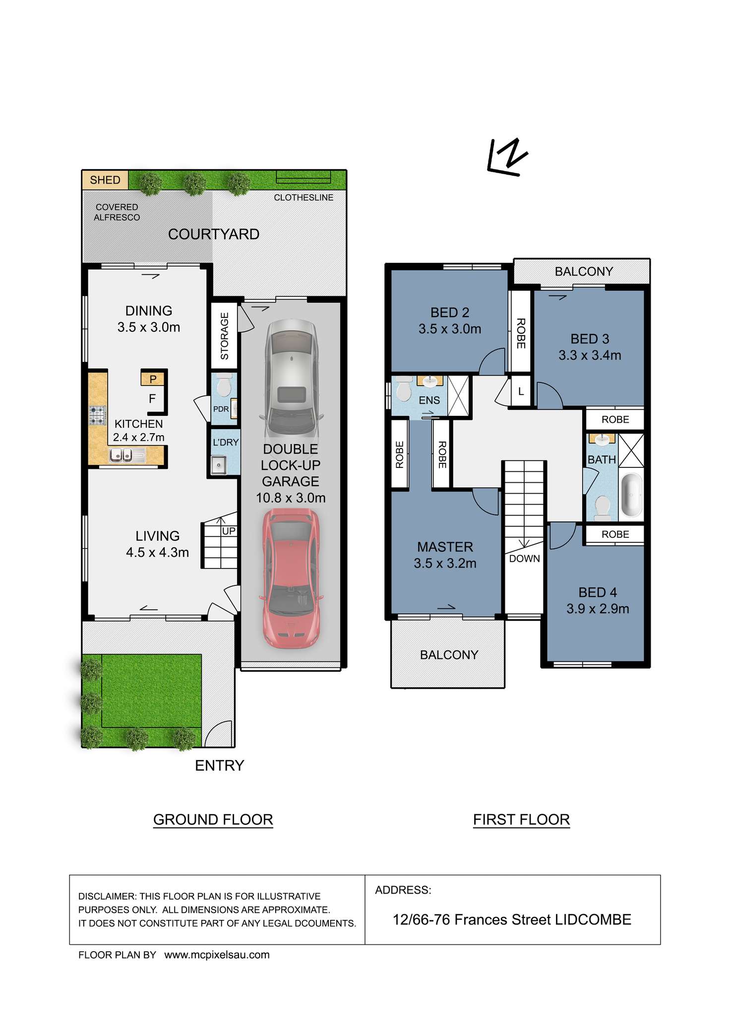 Floorplan of Homely townhouse listing, 12/66-76 Frances Street, Lidcombe NSW 2141