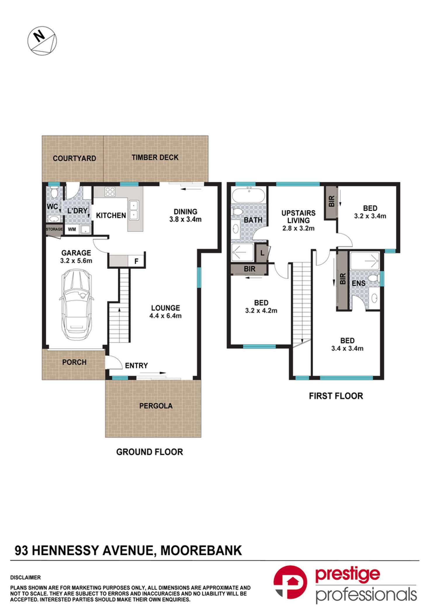 Floorplan of Homely townhouse listing, 93 Hennessy Avenue, Moorebank NSW 2170