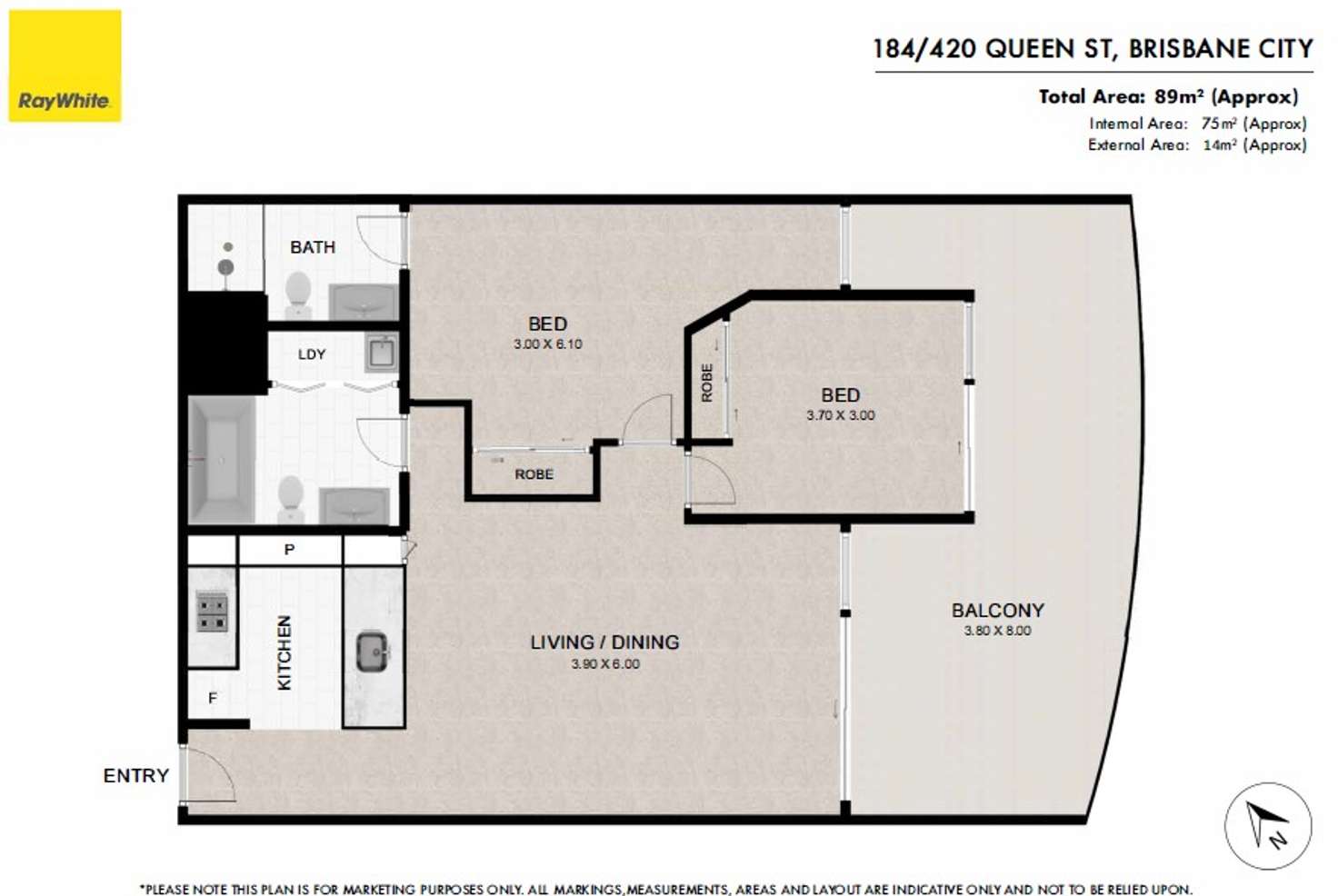 Floorplan of Homely apartment listing, 184/420 Queen Street, Brisbane City QLD 4000