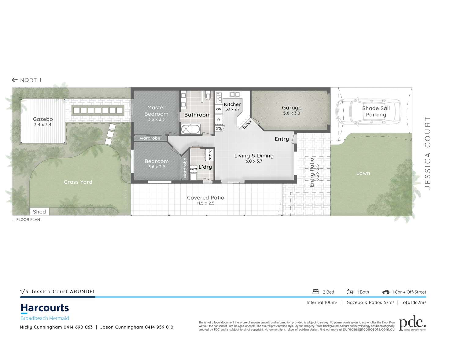 Floorplan of Homely semiDetached listing, 1/3 Jessica Court, Arundel QLD 4214